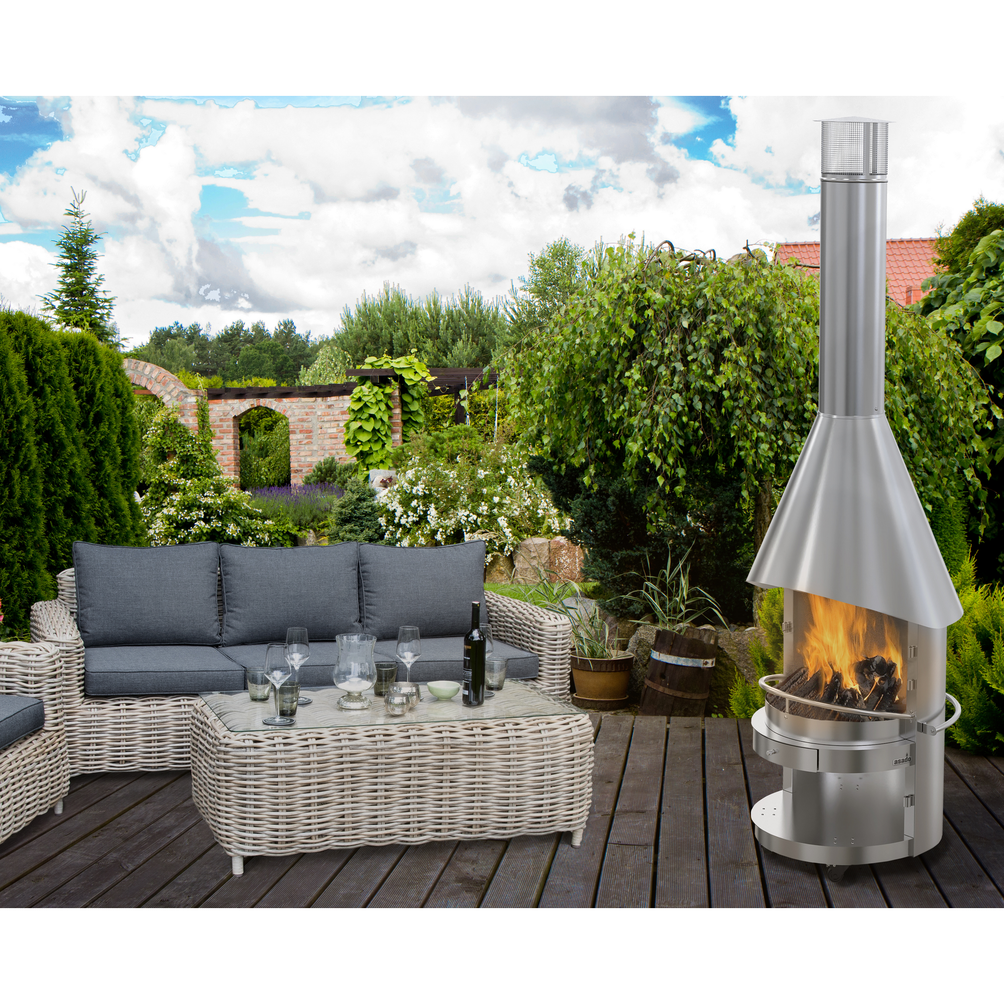 Gartenkamin 'Fuego ES' Edelstahl 70 cm