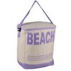 Kühltasche creme-lila mit "BEACH" Aufdruck und Städtenamen