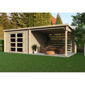 Gerätehaus 'Fuji' Fichte natur Pultdach, Doppeltür mit Kunststoffverglasung 629 x 298 x 213 cm