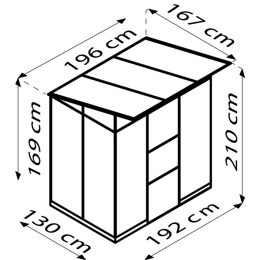Gewächshaus 'Palma 3250' 196 x 167 cm mit 6 mm Hohlkammerplatten aluminiumfarben