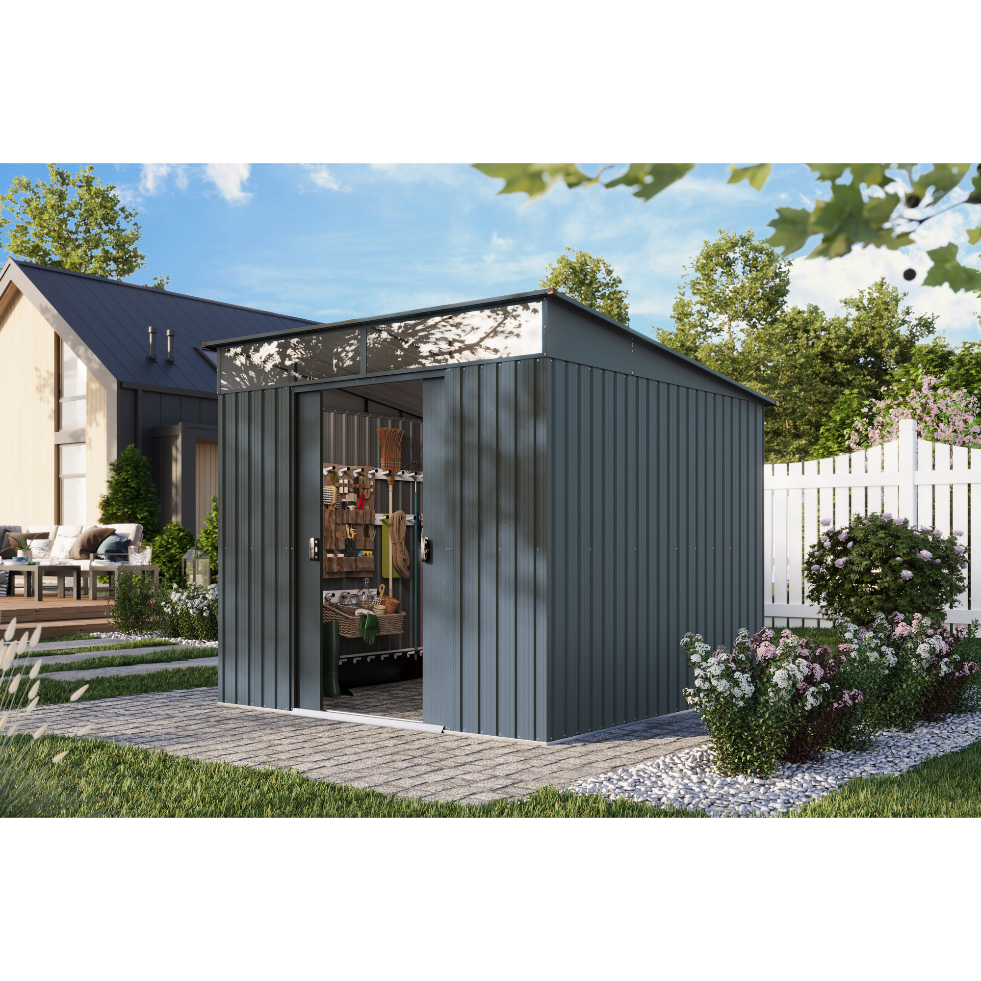 Metallgerätehaus 'Lübeck 88' anthrazit matt 239 x 236 x 202 cm