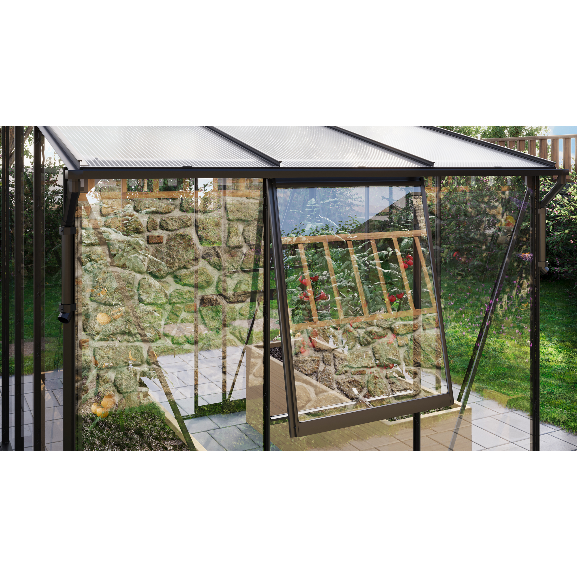 Gewächshaus 'Palma 4450' 229 x 196 cm mit ESG/HKP schwarz