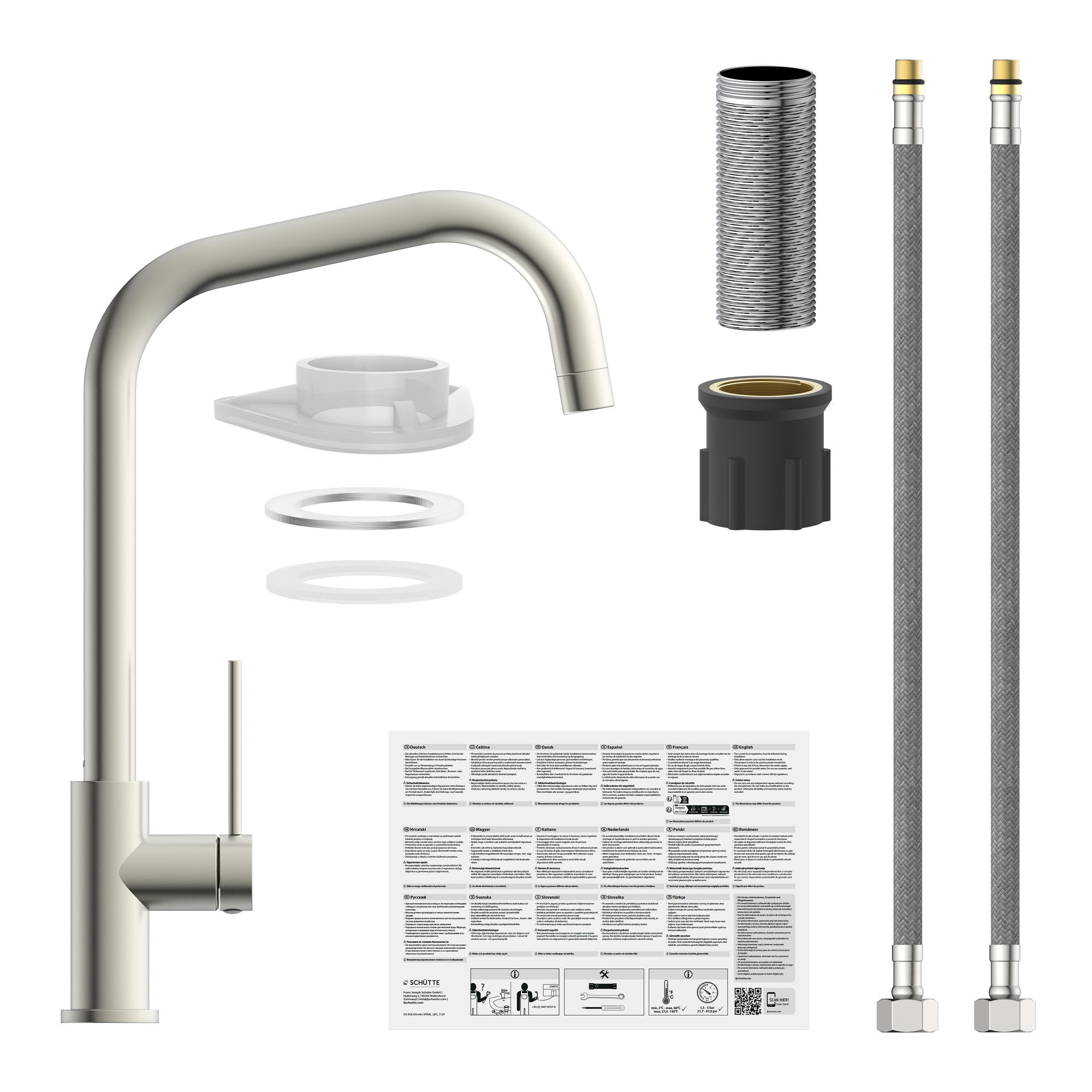 Hochdruck-Spültischarmatur 'Franz' edelstahlfarben