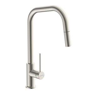 Hochdruck-Spültischarmatur 'Joseph' edelstahlfarben mit herausziehbarem Auslauf