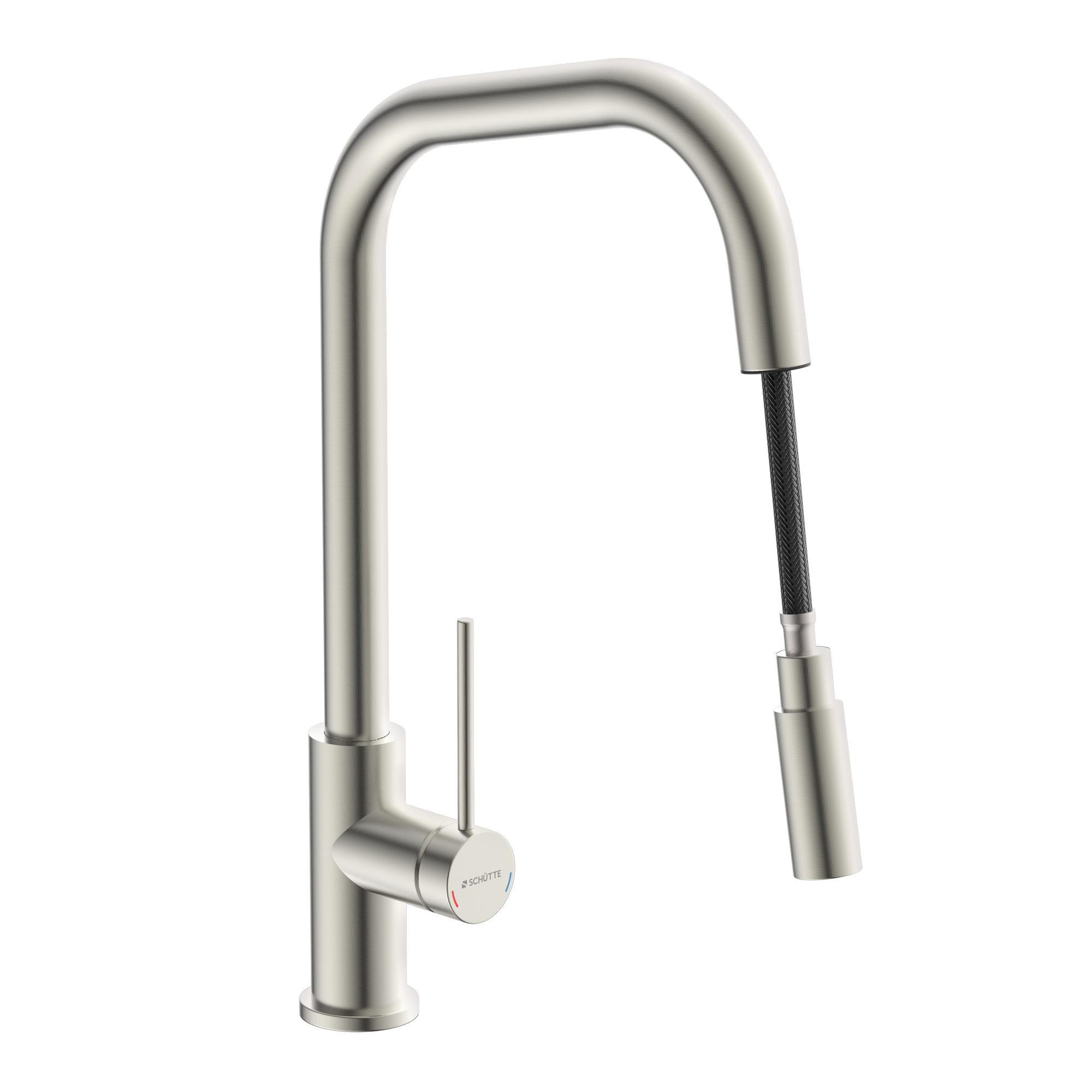 Hochdruck-Spültischarmatur 'Joseph' edelstahlfarben mit herausziehbarem Auslauf