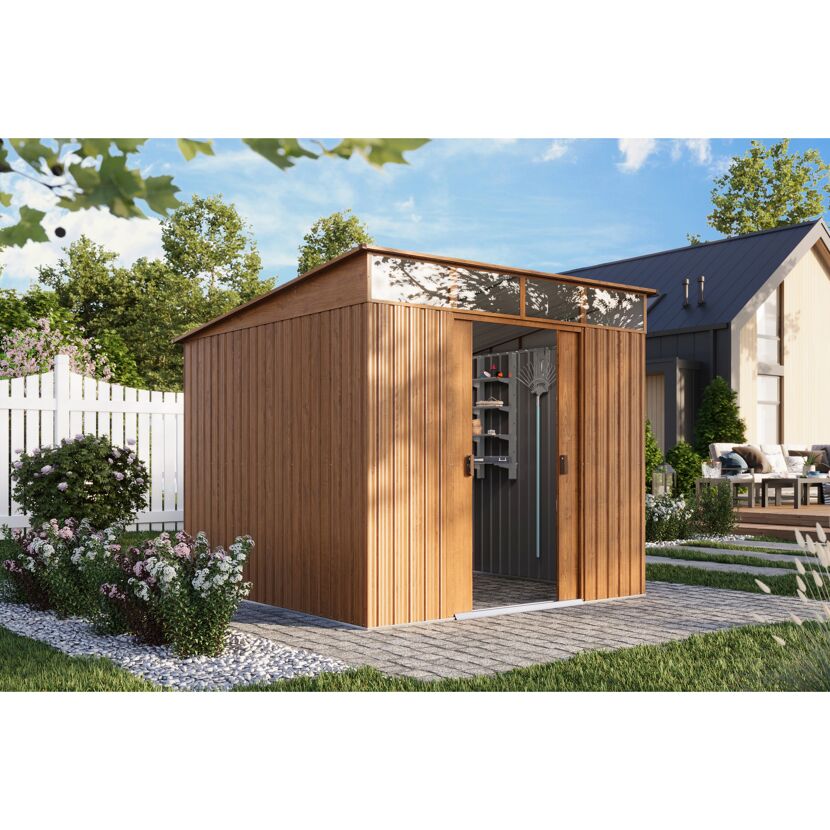 Metallgerätehaus 'Lübeck 88' Holzoptik 239 x 236 x 202 cm