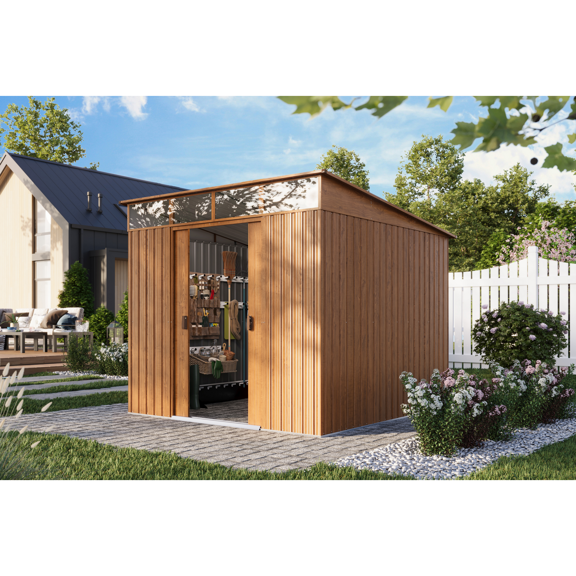 Metallgerätehaus 'Lübeck 88' Holzoptik 239 x 236 x 202 cm