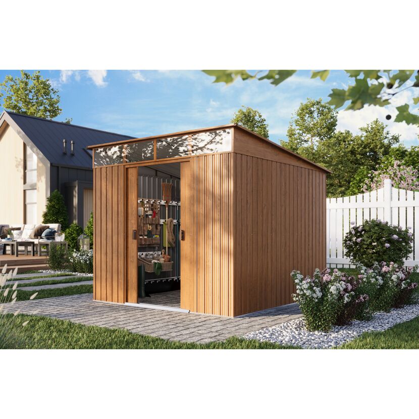 Metallgerätehaus 'Lübeck 88' Holzoptik 239 x 236 x 202 cm