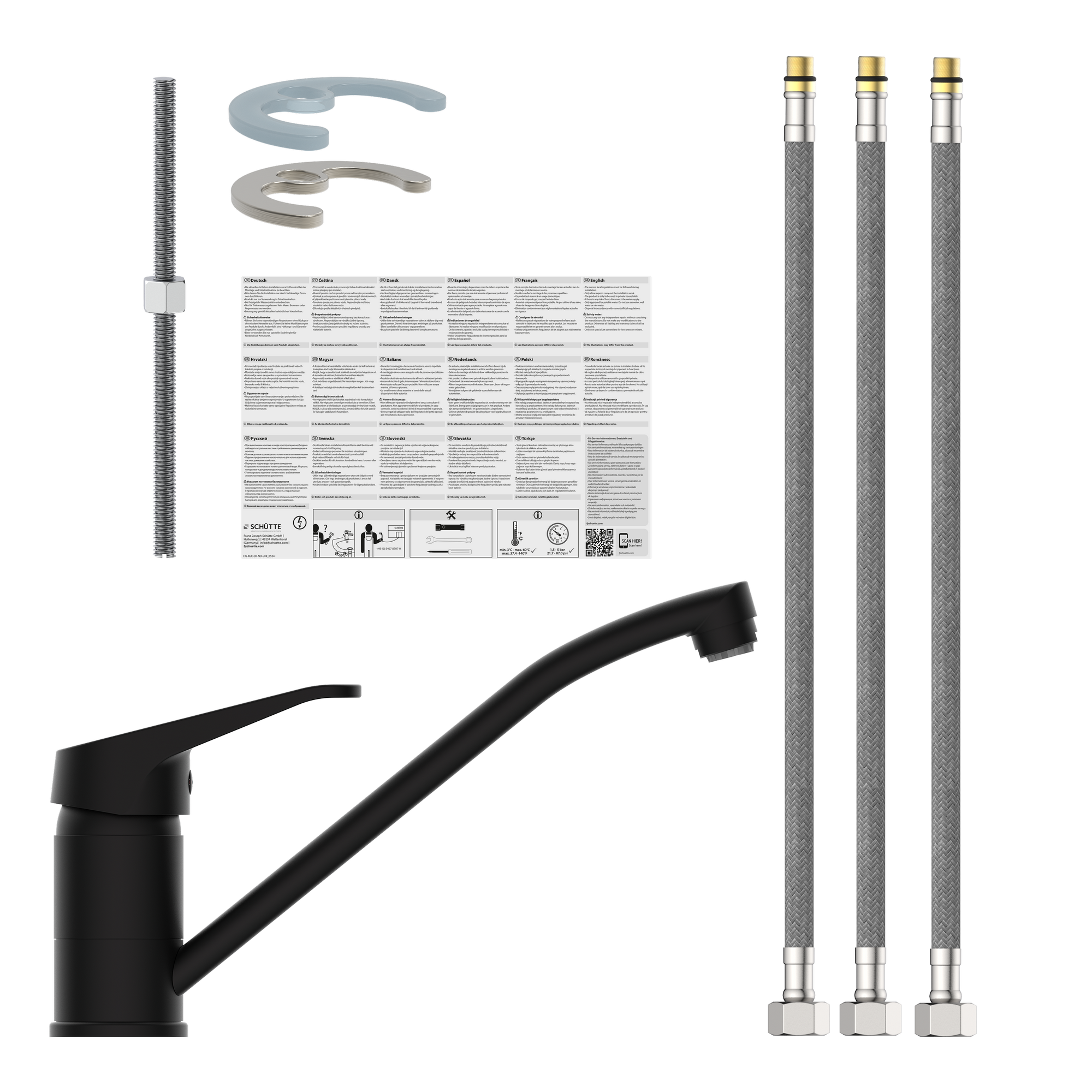 Niederdruck-Spültischarmatur 'Tassoni' mattschwarz