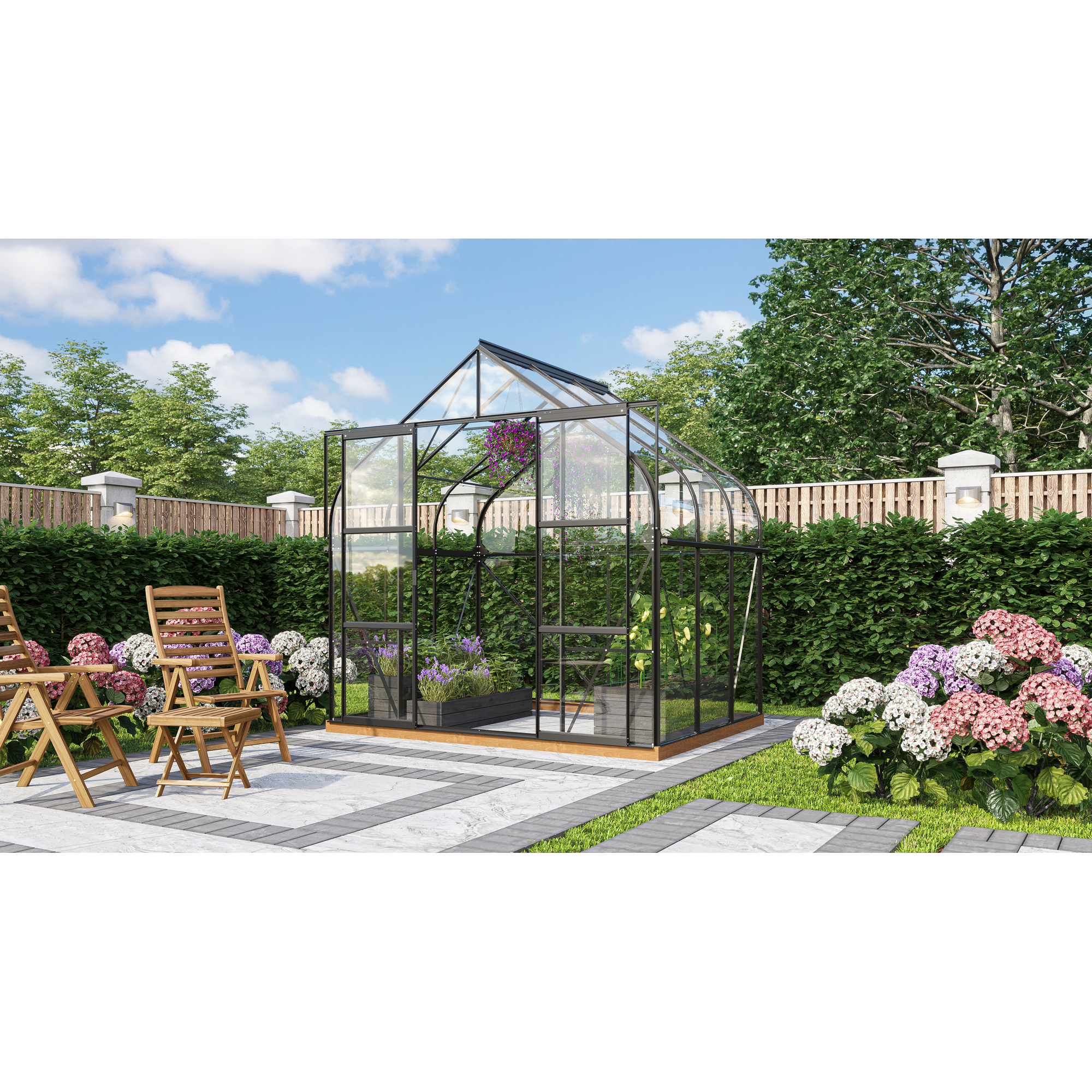 Gewächshaus 'Diana 5000' 264 x 195 cm mit 3 mm Einscheibensicherheitsglas schwarz