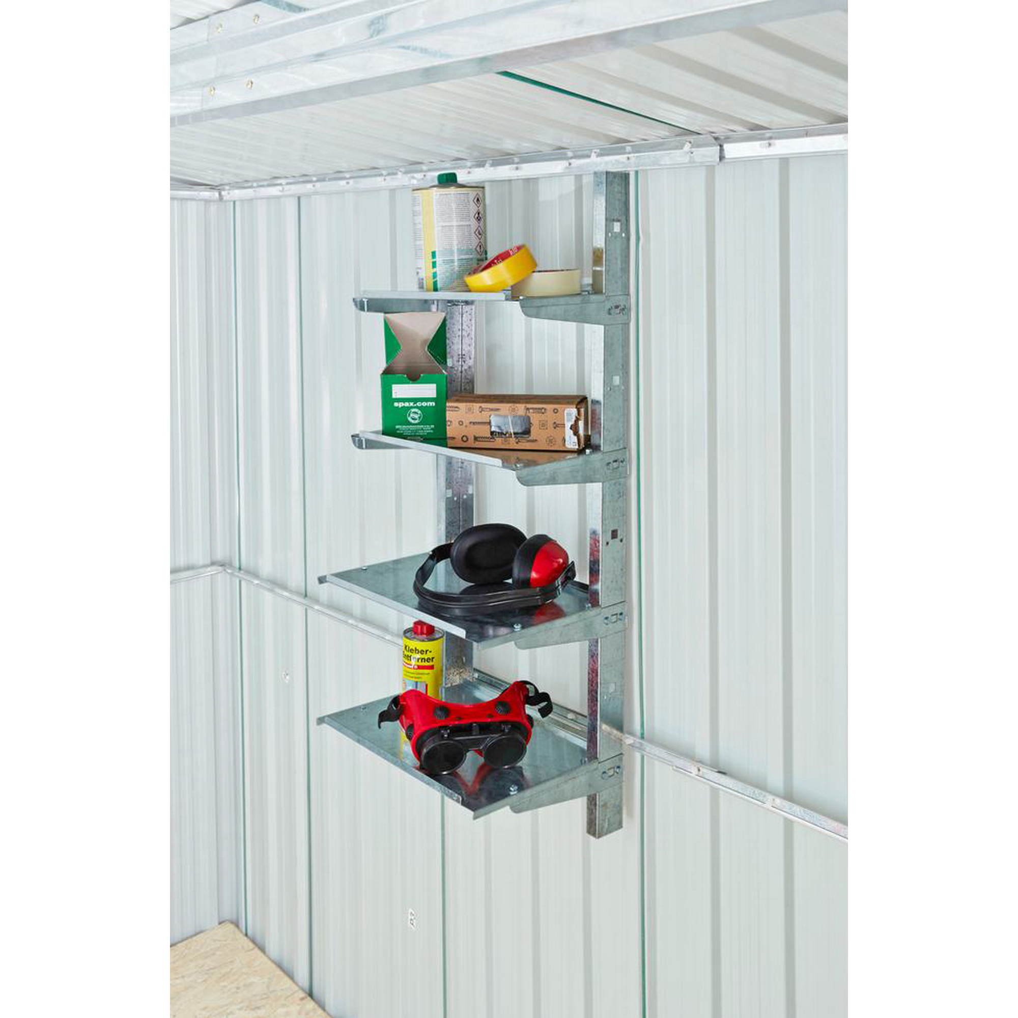 Regal-Kit für Gerätehaus silber 34 x 25 x 86 cm, 4 Böden