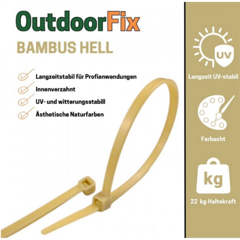 Kabelbinder 'OutdoorFix' bambus hell 150 x 3,6 mm 50 Stück