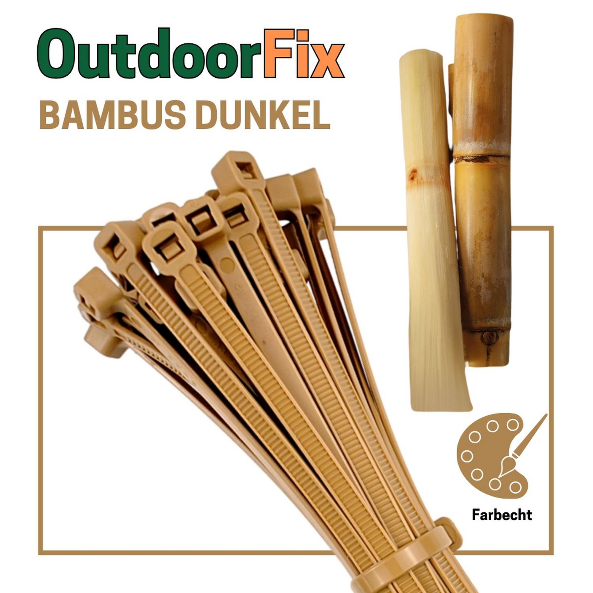 Kabelbinder 'OutdoorFix' bambus dunkel 150 x 3,6 mm 50 Stück