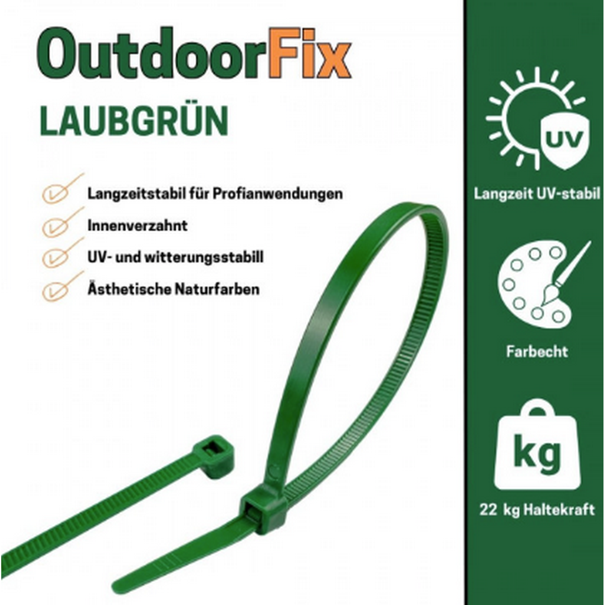 Kabelbinder 'OutdoorFix' laubgrün 150 x 3,6 mm 50 Stück