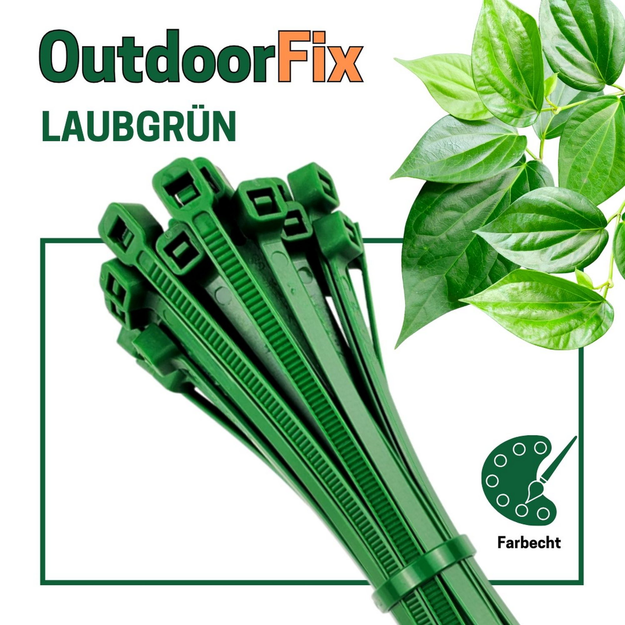 Kabelbinder 'OutdoorFix' laubgrün 200 x 4,6 mm 50 Stück