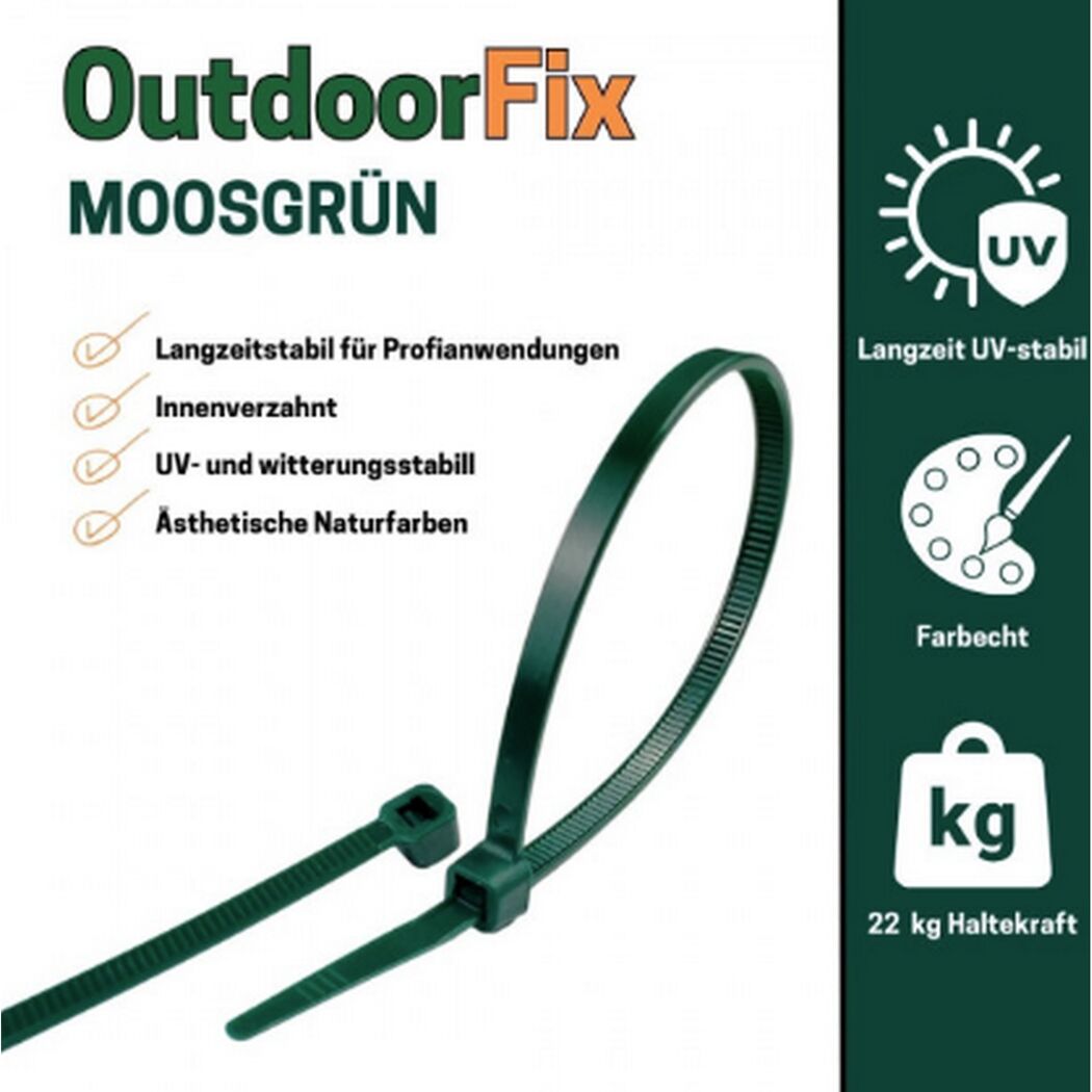 Kabelbinder 'OutdoorFix' moosgrün 150 x 3,6 mm 50 Stück
