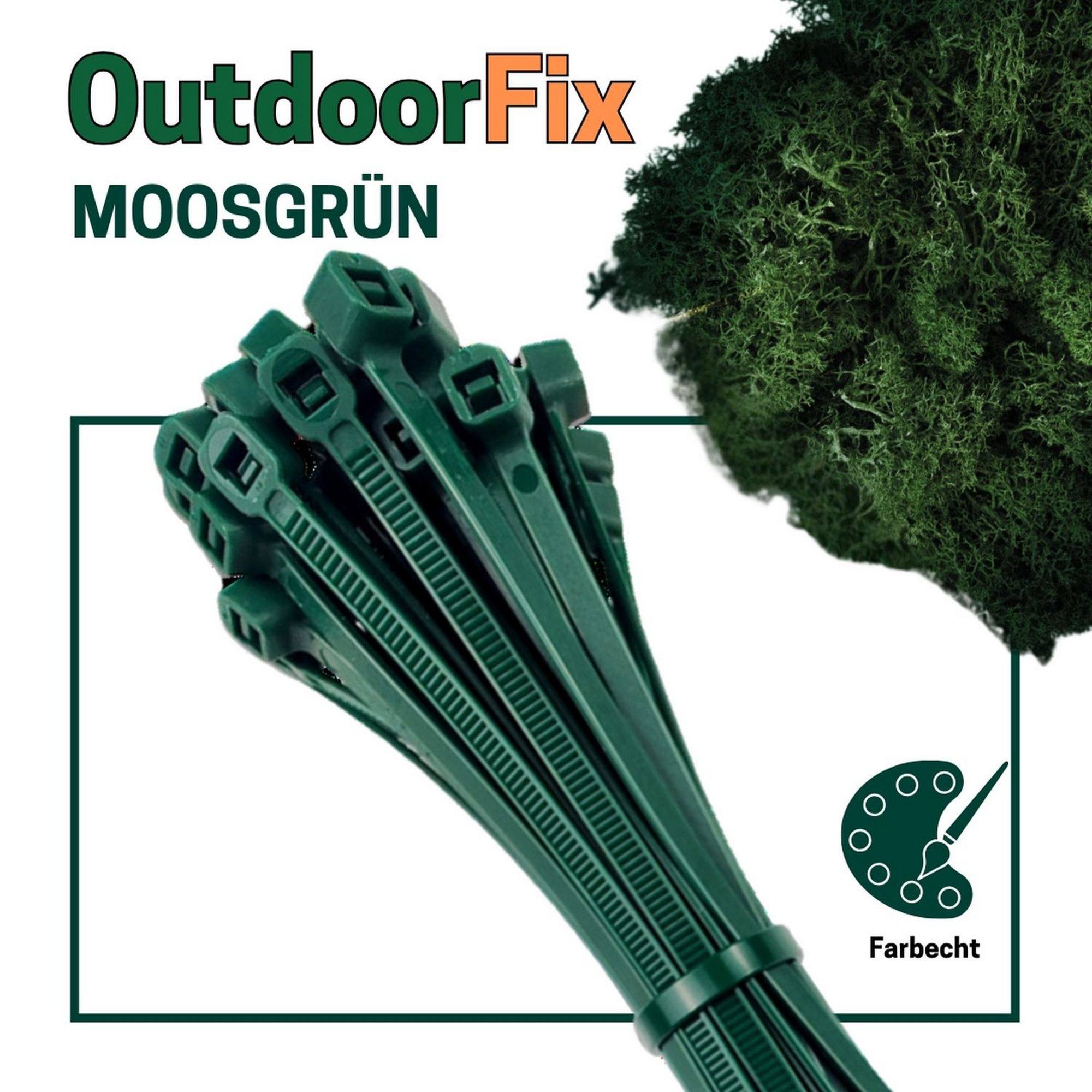 Kabelbinder 'OutdoorFix' moosgrün 200 x 3,6 mm 50 Stück