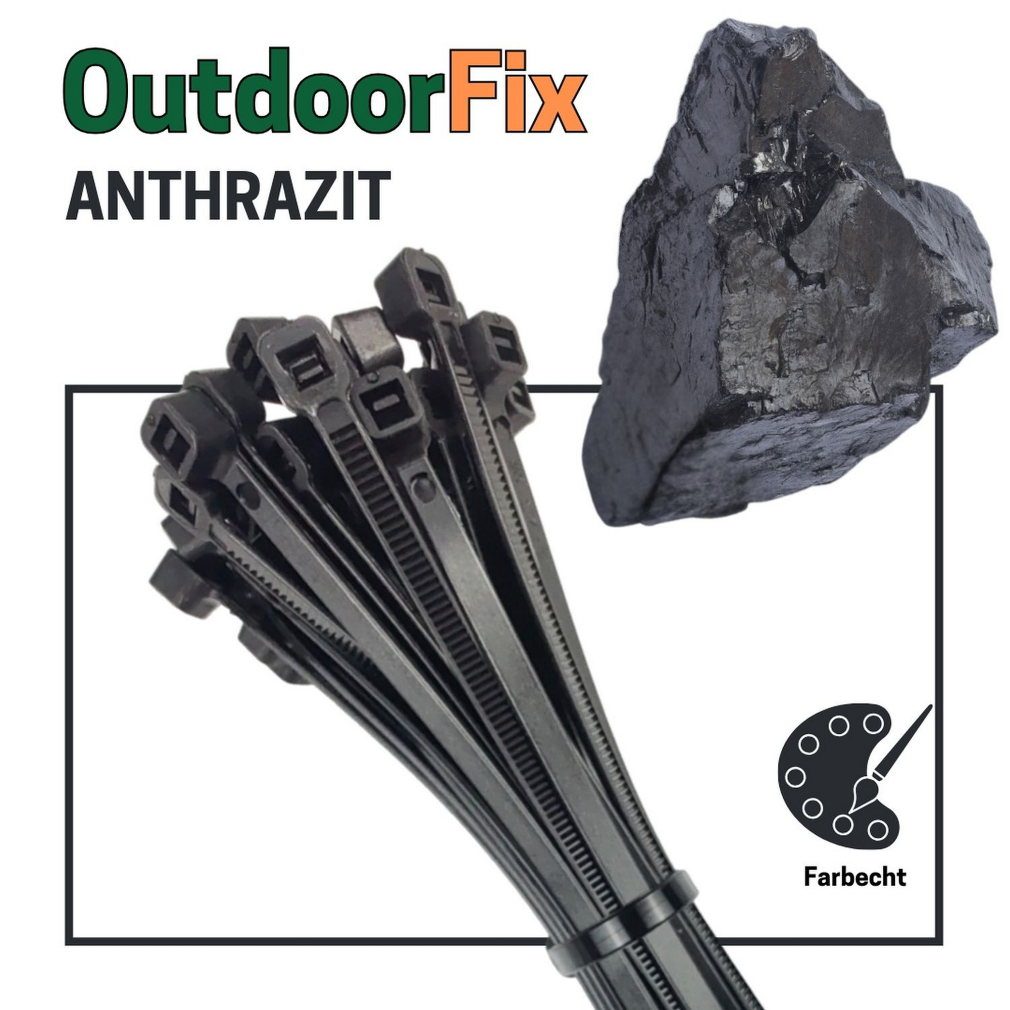 Kabelbinder 'OutdoorFix' anthrazitgrau 150 x 3,6 mm 50 Stück