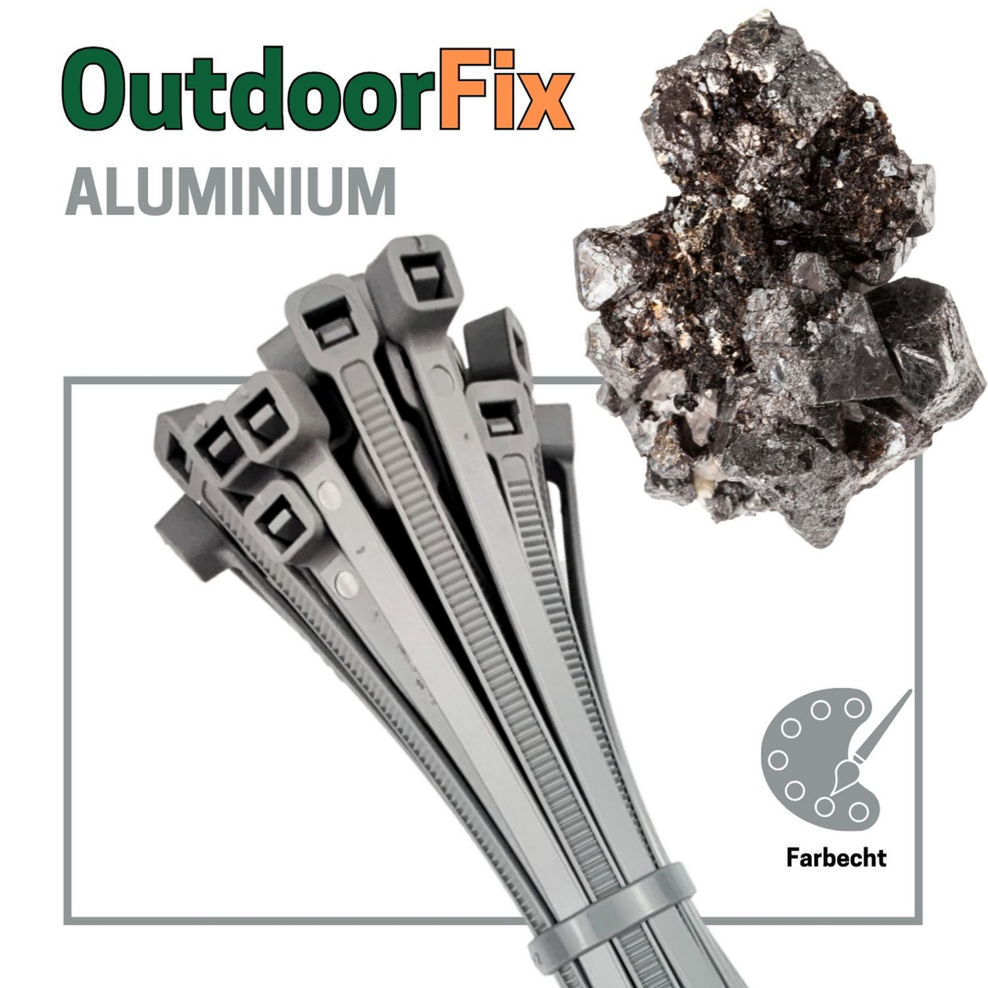 Kabelbinder 'OutdoorFix' aluminiumfarben 150 x 3,6 mm 50 Stück