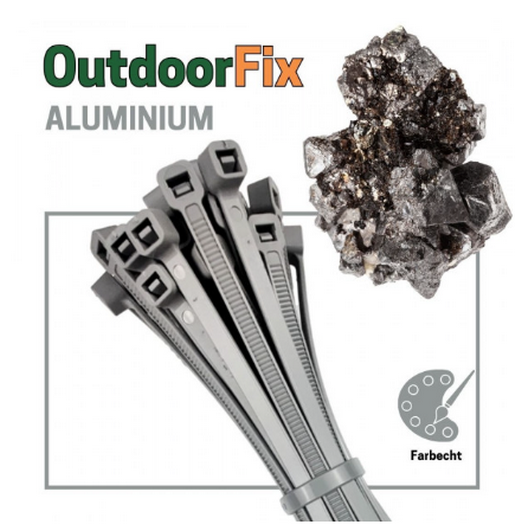 Kabelbinder 'OutdoorFix' aluminiumfarben 200 x 4,6mm 50 Stück
