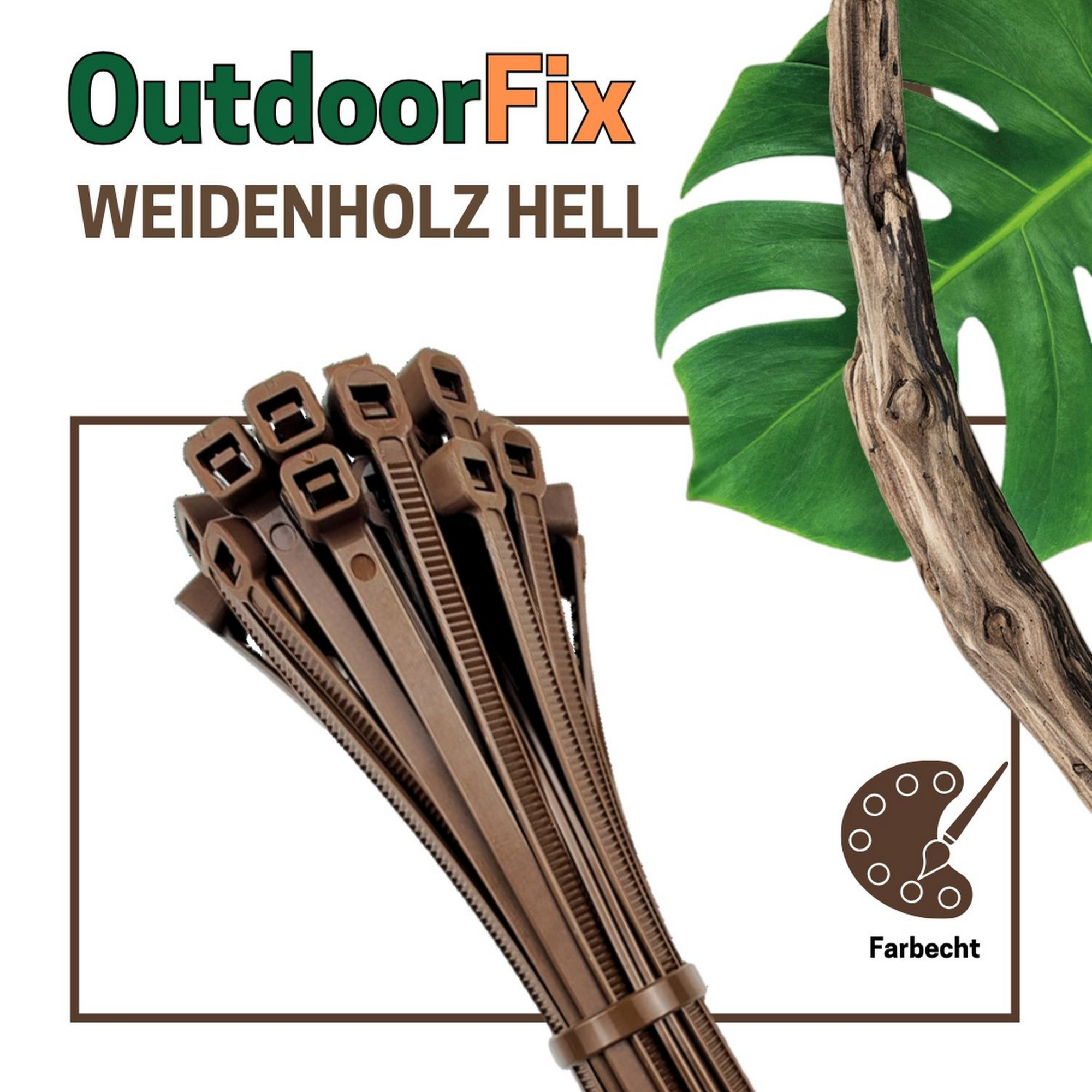 Kabelbinder 'OutdoorFix' weidenholz hell 150 x 3,6 mm 50 Stück