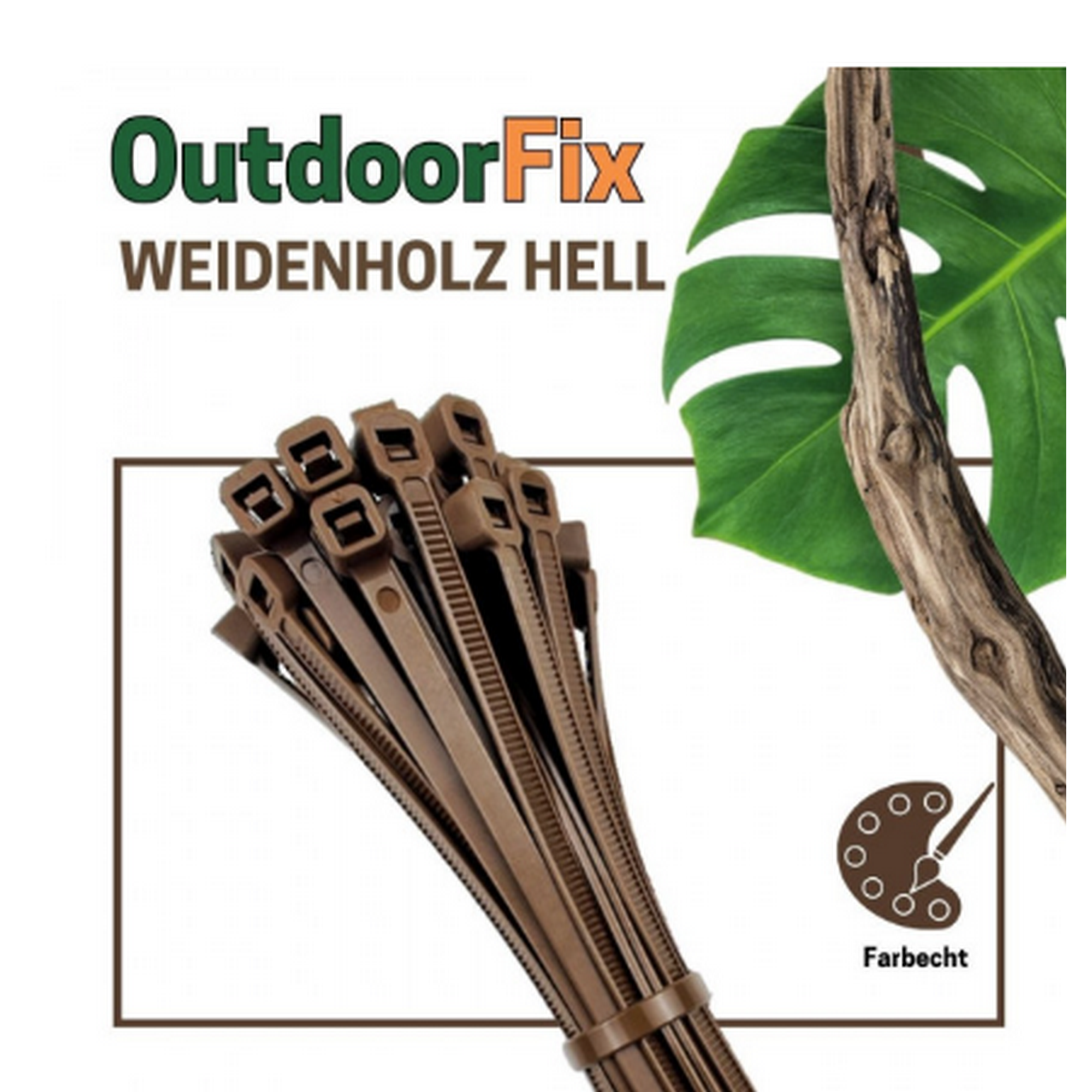 Kabelbinder 'OutdoorFix' weidenholz hell 200 x 4,6 mm 50 Stück