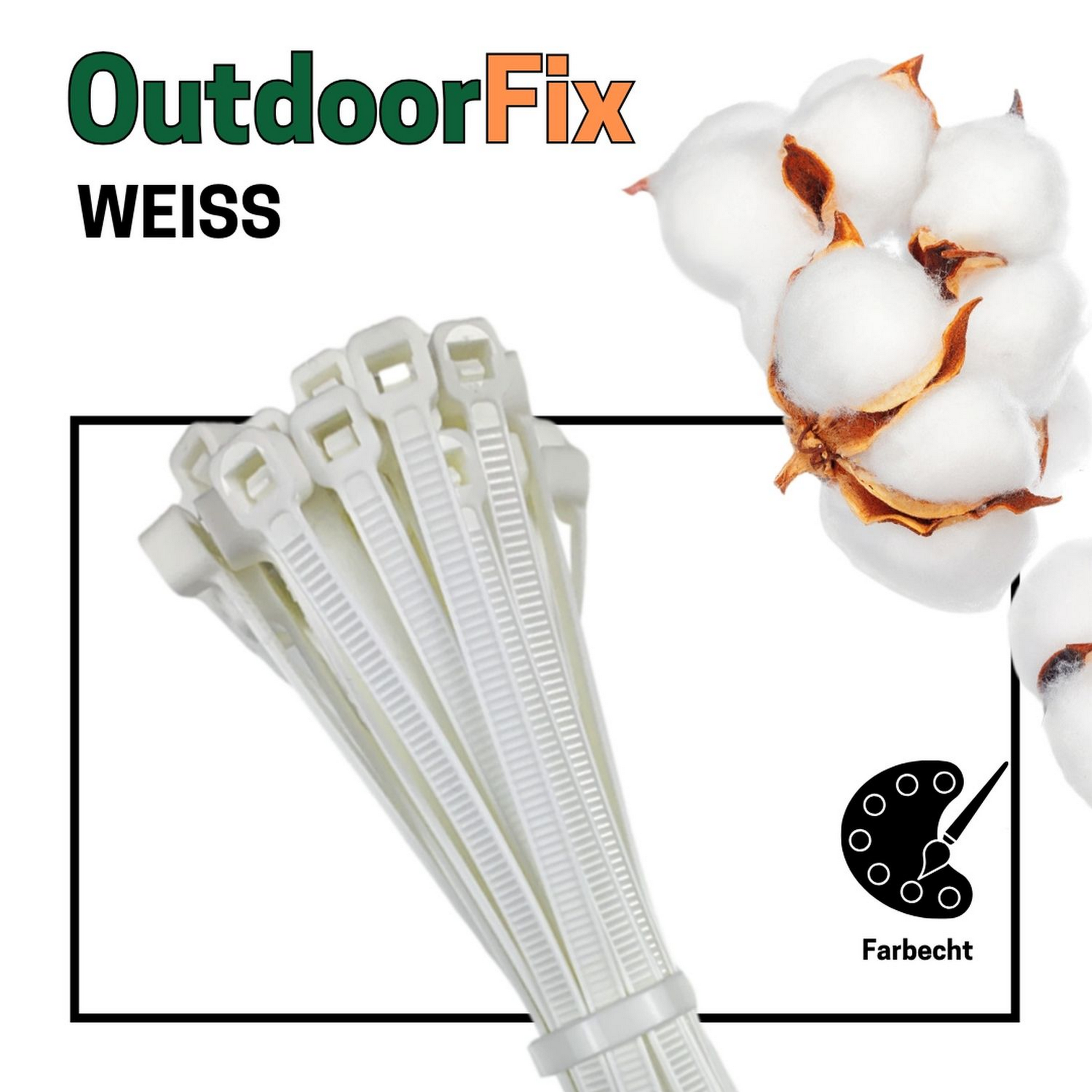 Kabelbinder 'OutdoorFix' weiß 200 x 4,6 mm 50 Stück