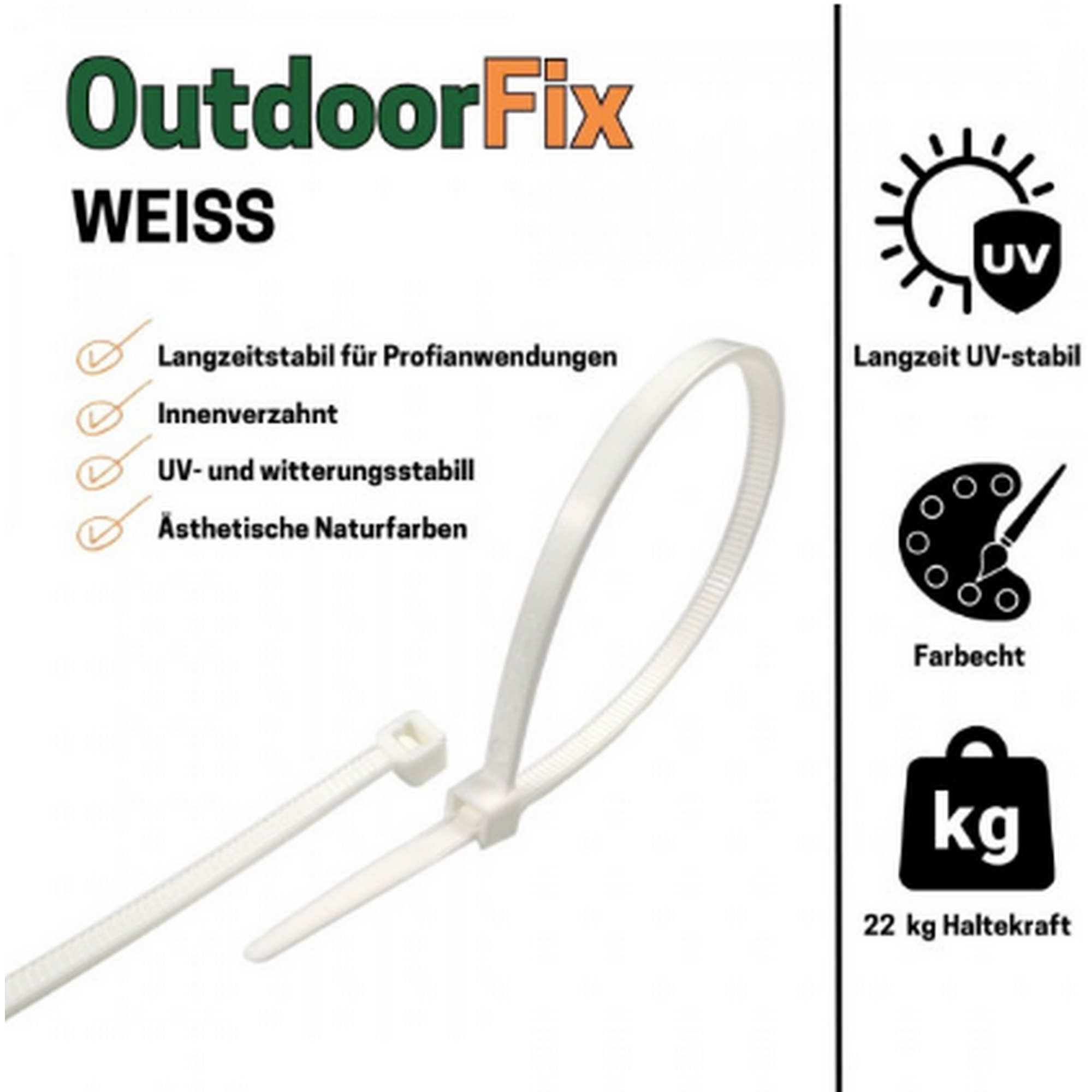 Kabelbinder 'OutdoorFix' weiß 200 x 4,6 mm 50 Stück