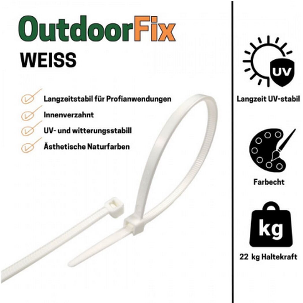 Kabelbinder 'OutdoorFix' weiß 200 x 4,6 mm 50 Stück