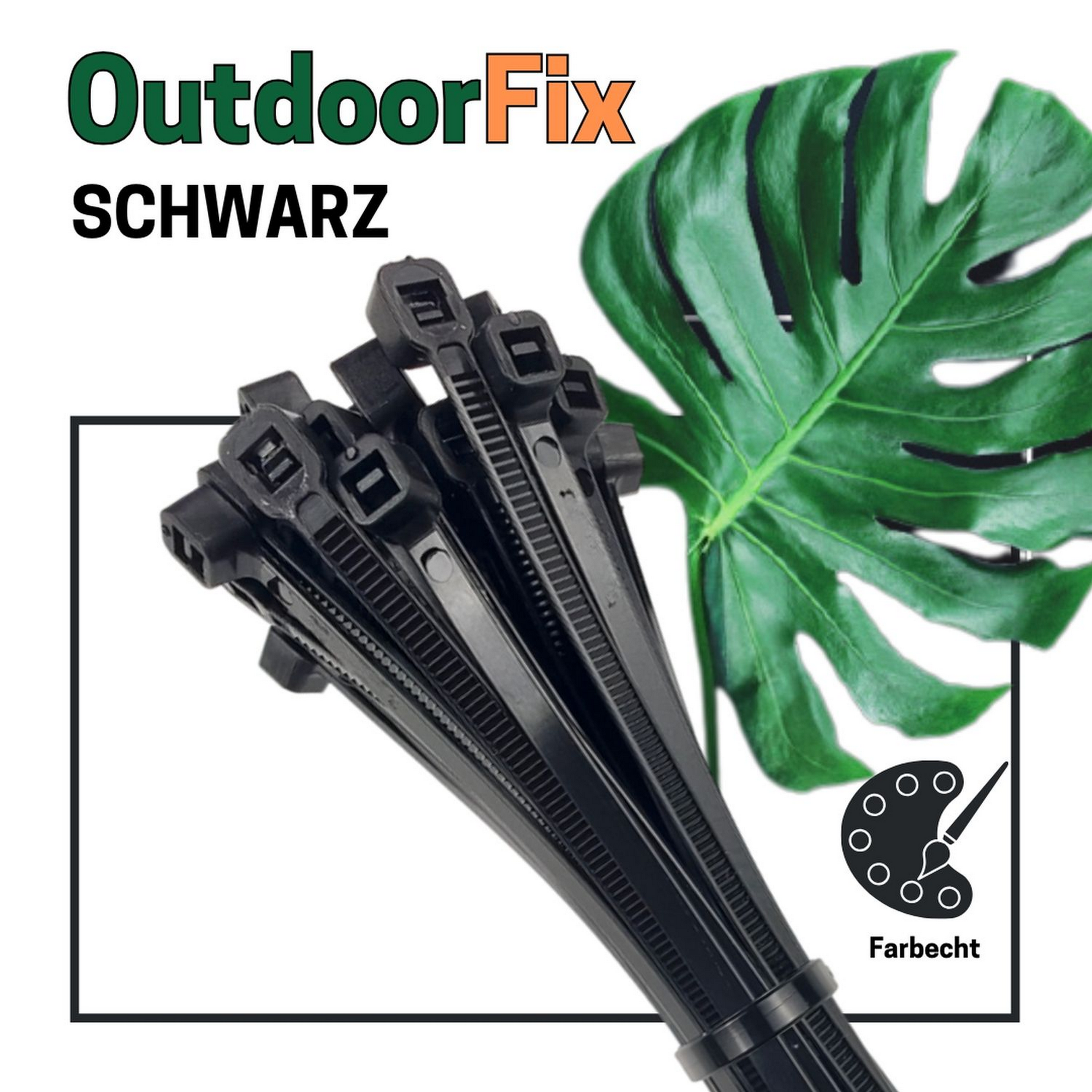 Kabelbinder 'OutdoorFix' schwarz 200 x 4,6 mm 50 Stück