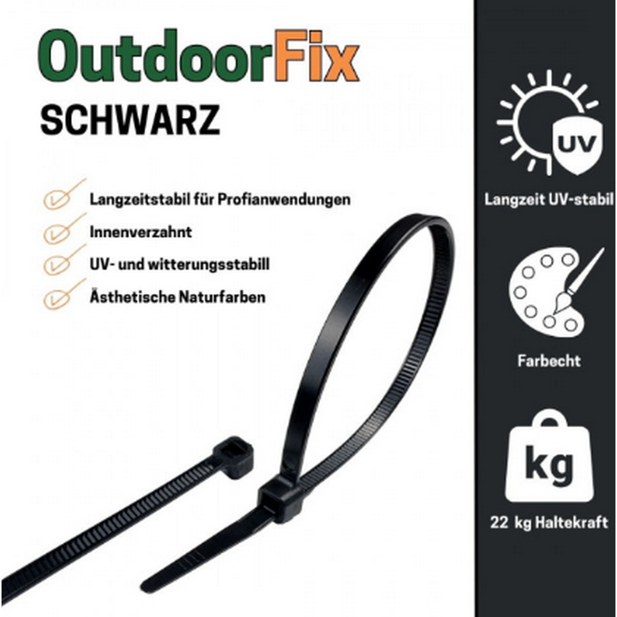 Kabelbinder 'OutdoorFix' schwarz 200 x 4,6 mm 50 Stück