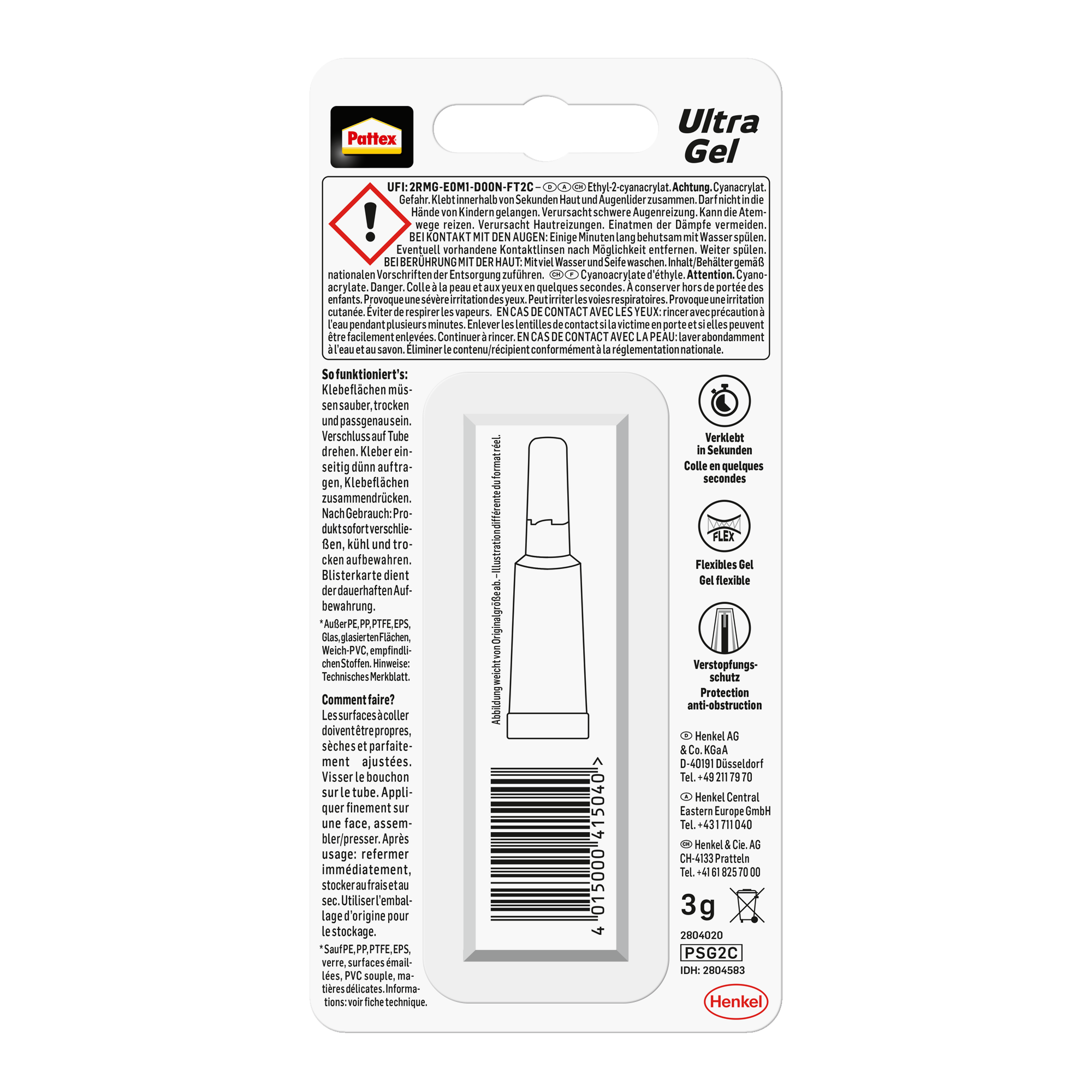 Sekundenkleber Gel transparent  3+1 g