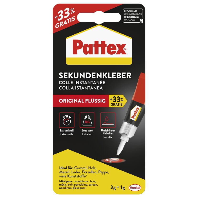 Sekundenkleber flüssig transparent  3+1 g