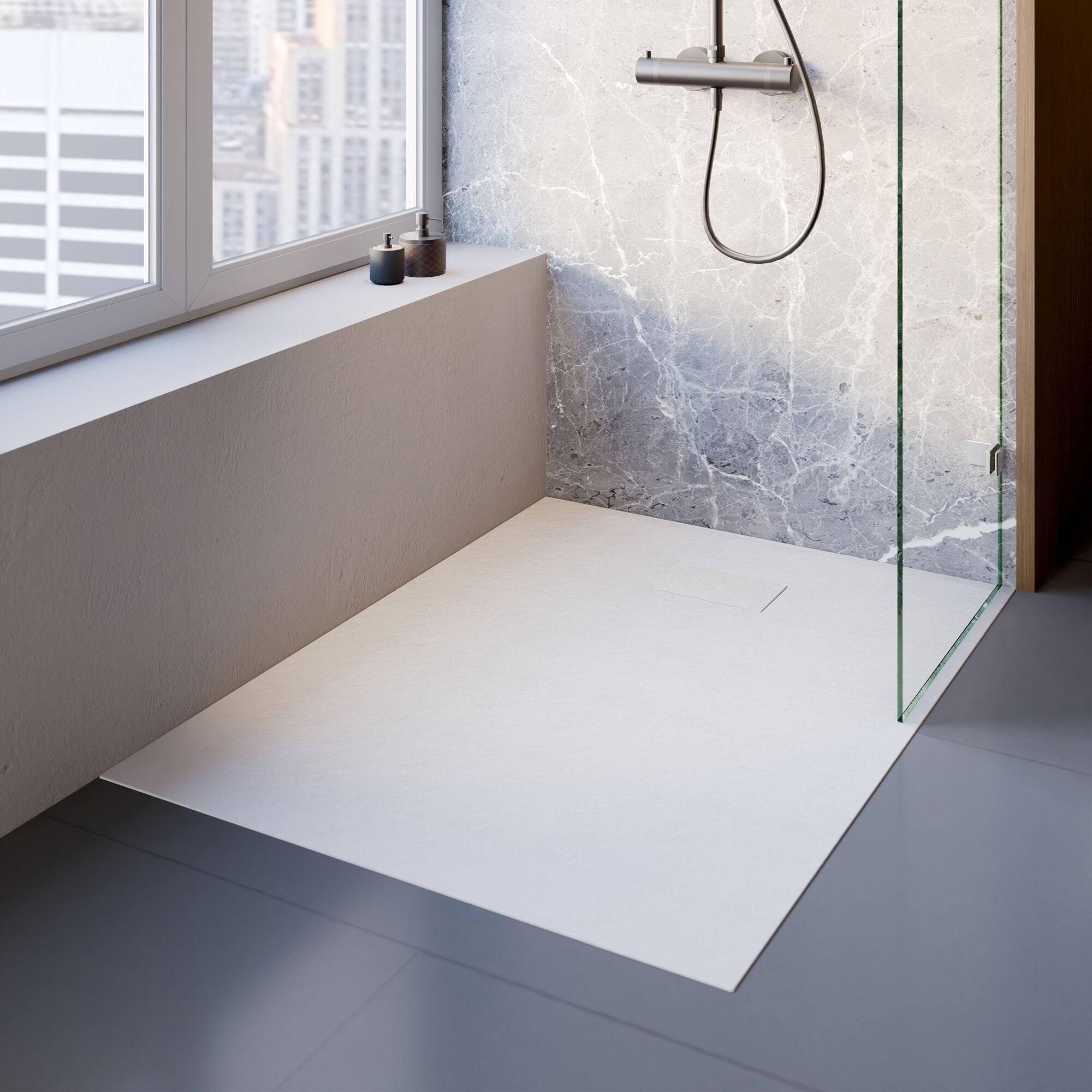 Duschwanne 'DWM-Tec Midra' mattweiß mit Steinstruktur 80 x 120 cm