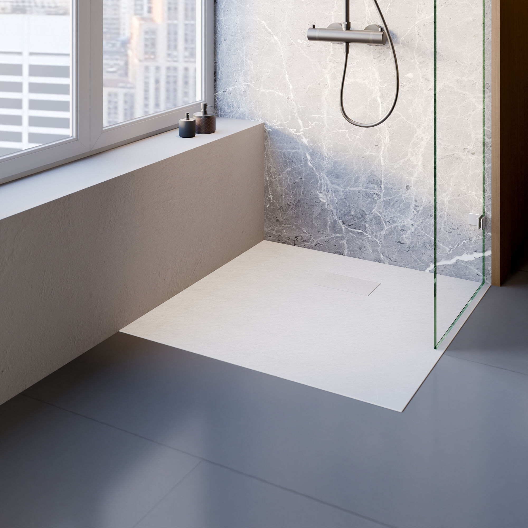 Duschwanne 'DWM-Tec Midra' mattweiß mit Steinstruktur 90 x 90 cm