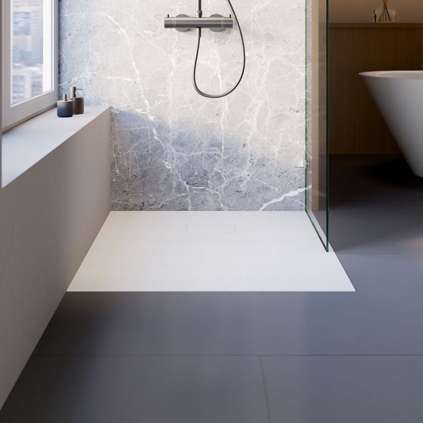Duschwanne 'DWM-Tec Midra' mattweiß mit Steinstruktur 90 x 90 cm