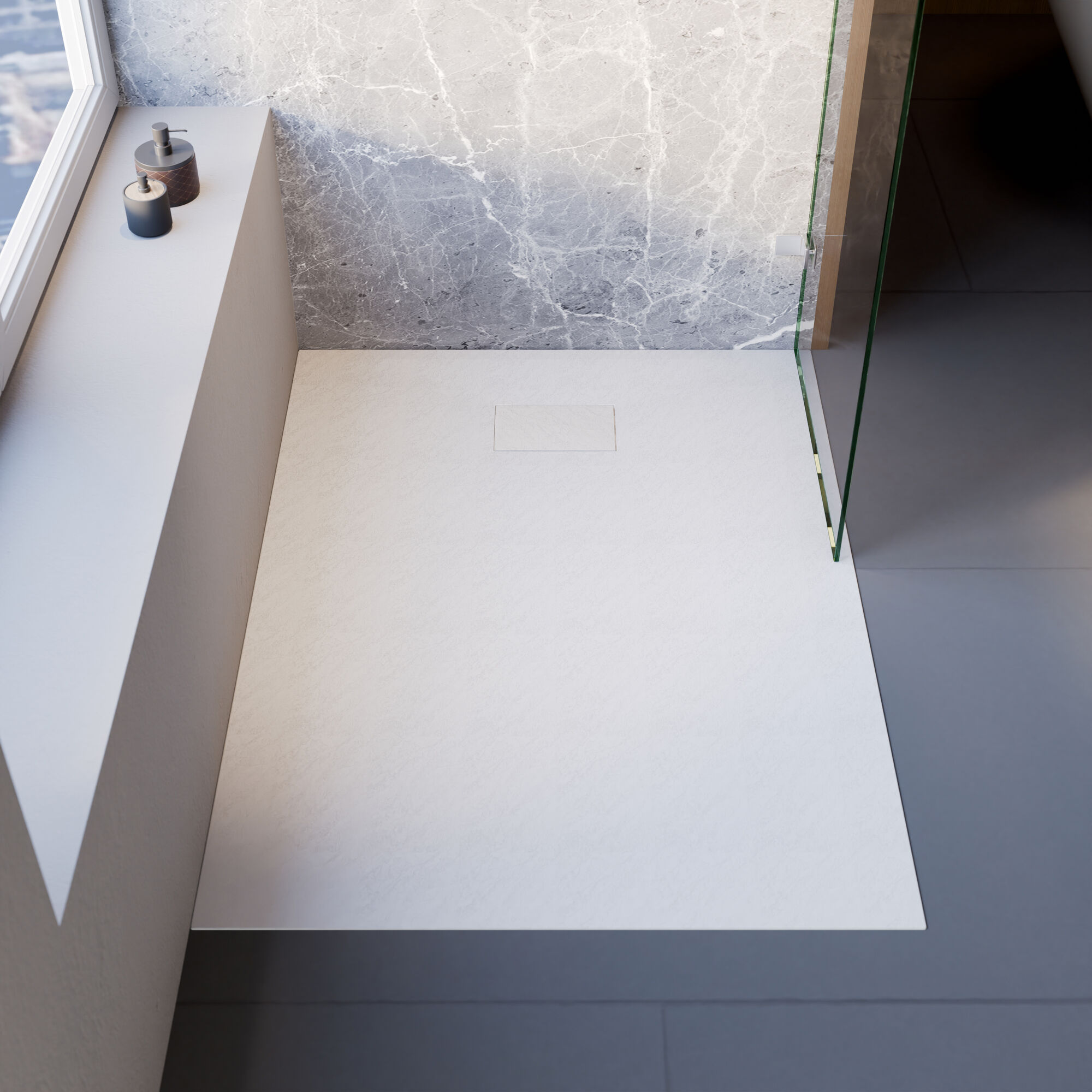 Duschwanne 'DWM-Tec Midra' mattweiß mit Steinstruktur 90 x 120 cm