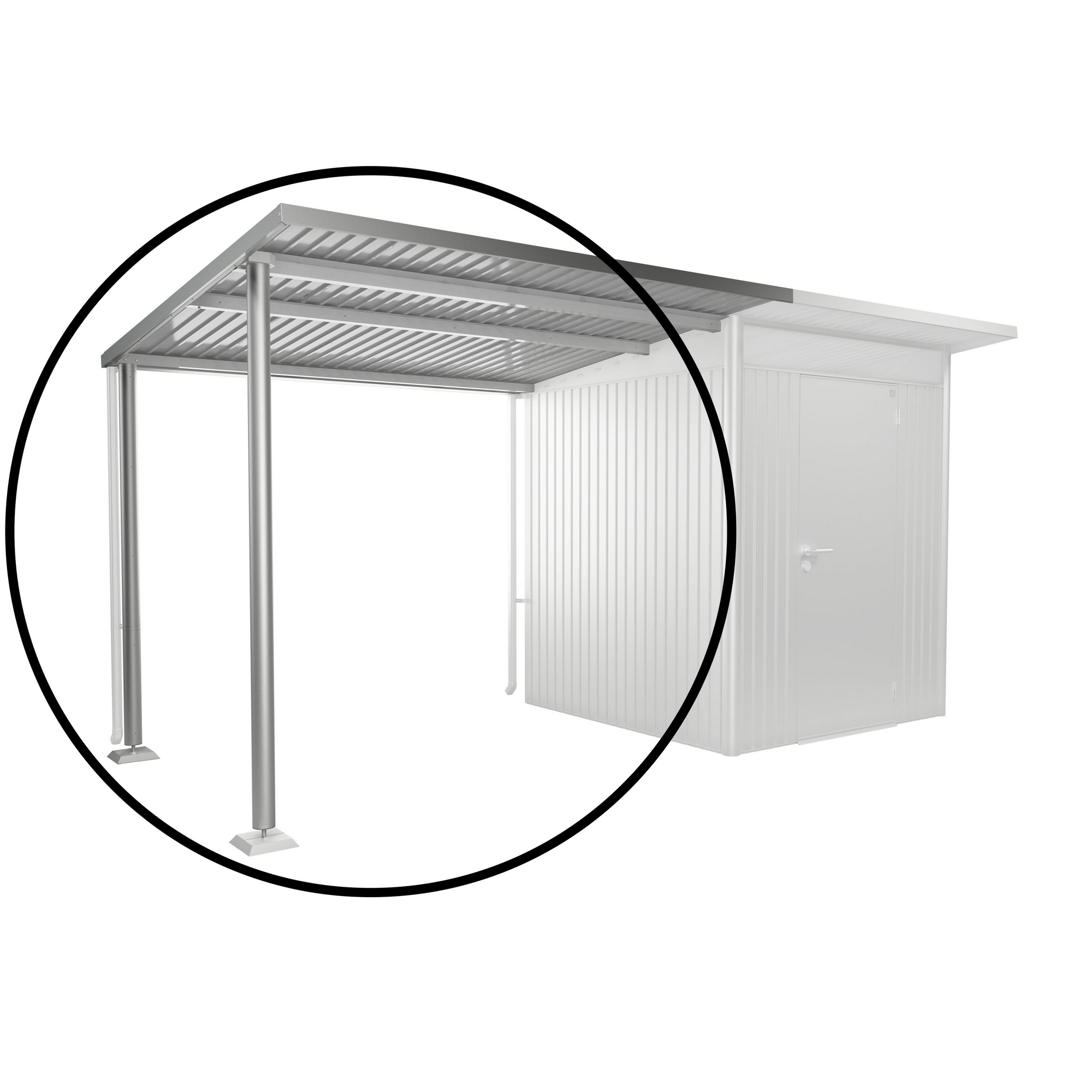 Seitendach Gr. L zu Gerätehaus AvantGarde A1, A5 silber-metallic