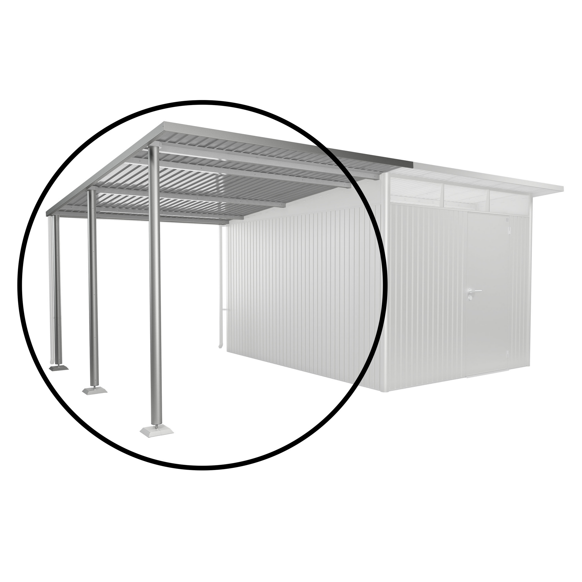 Seitendach Gr. L zu Gerätehaus AvantGarde A4,A8 silber-metallic