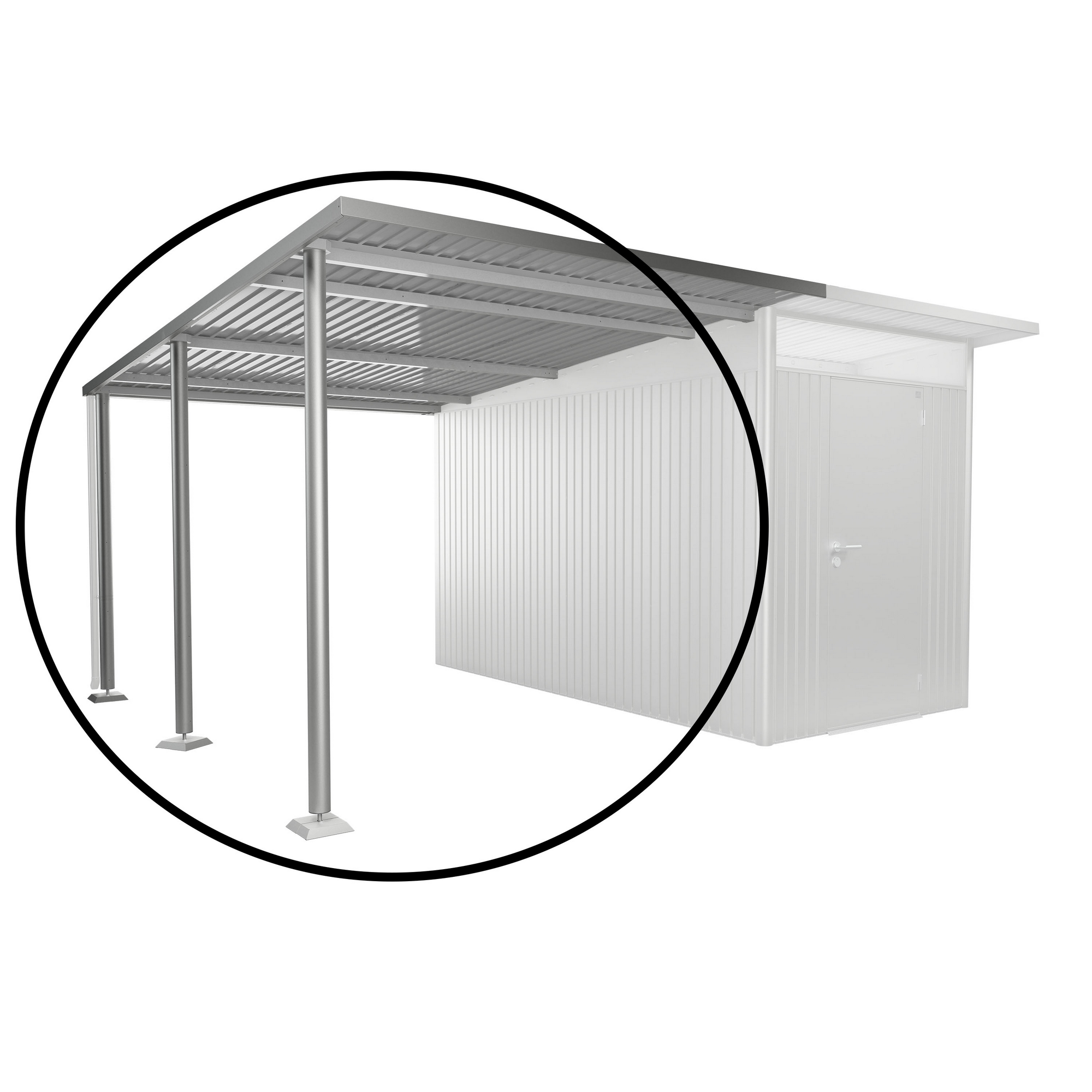 Seitendach Gr. L zu Gerätehaus AvantGarde A4,A8 silber-metallic