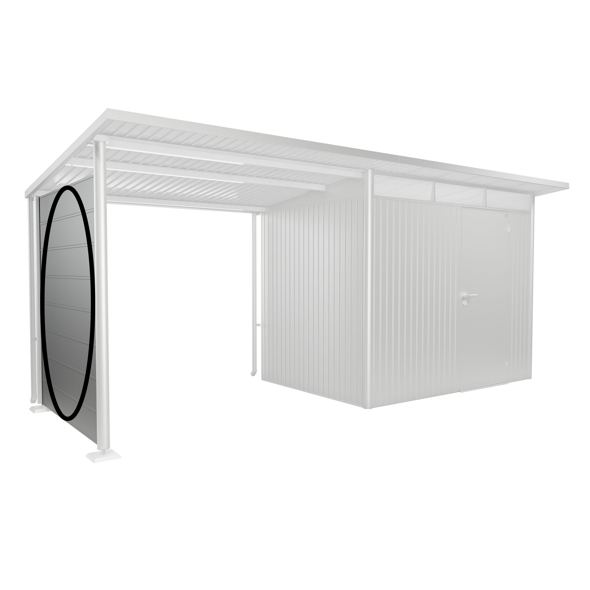 Seitenwand für Seitendach zu Gerätehaus AvantGarde A2,A6 silber-metallic