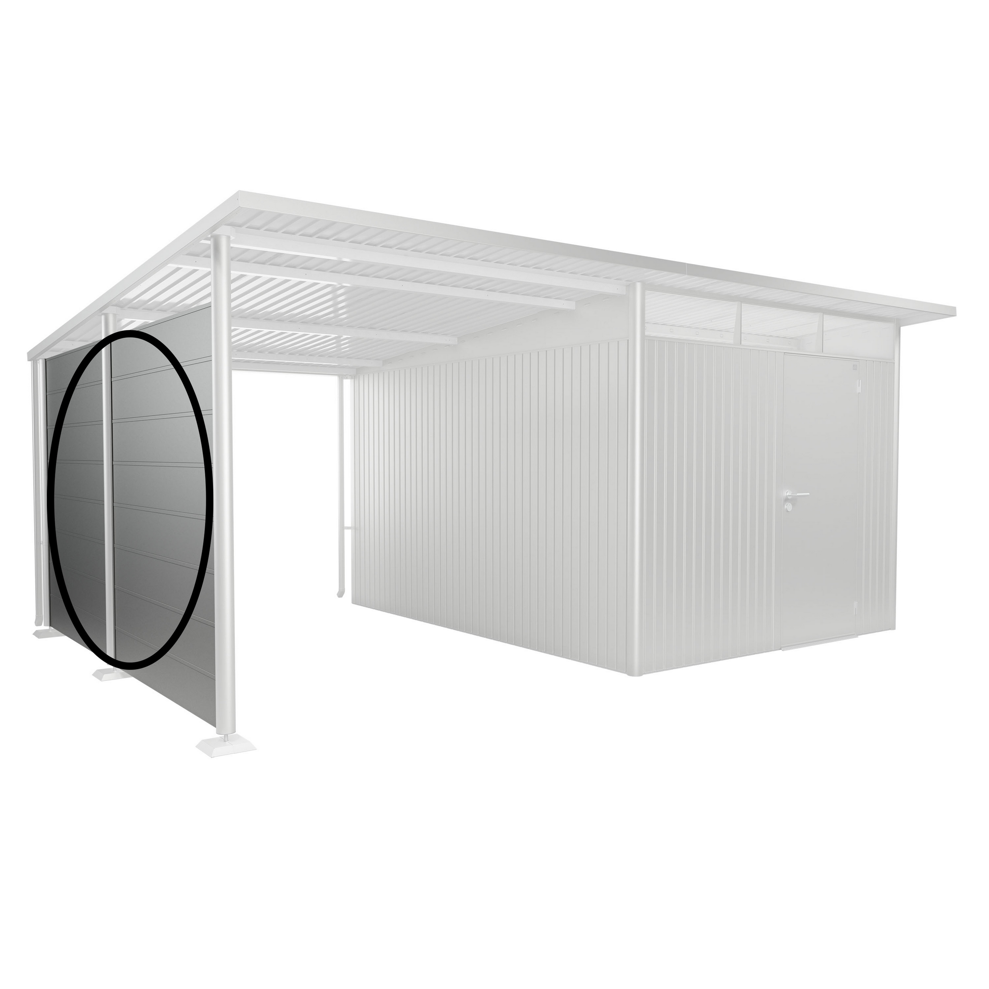 Seitenwand für Seitendach zu Gerätehaus AvantGarde A4,A8 silber-metallic