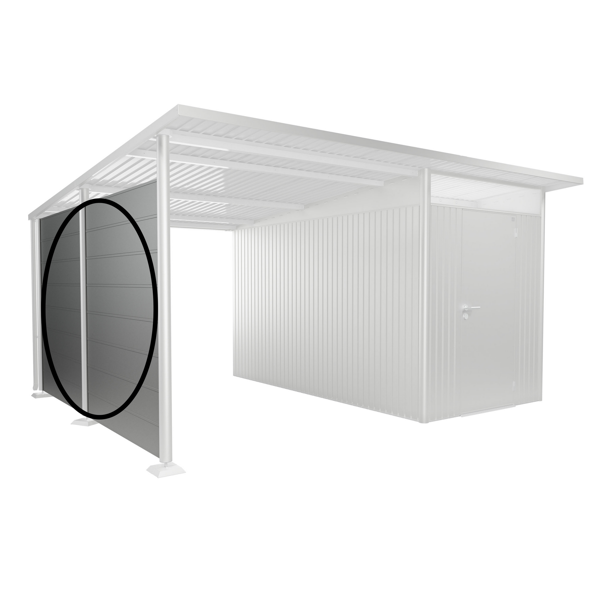Seitenwand für Seitendach zu Gerätehaus AvantGarde A4,A8 silber-metallic