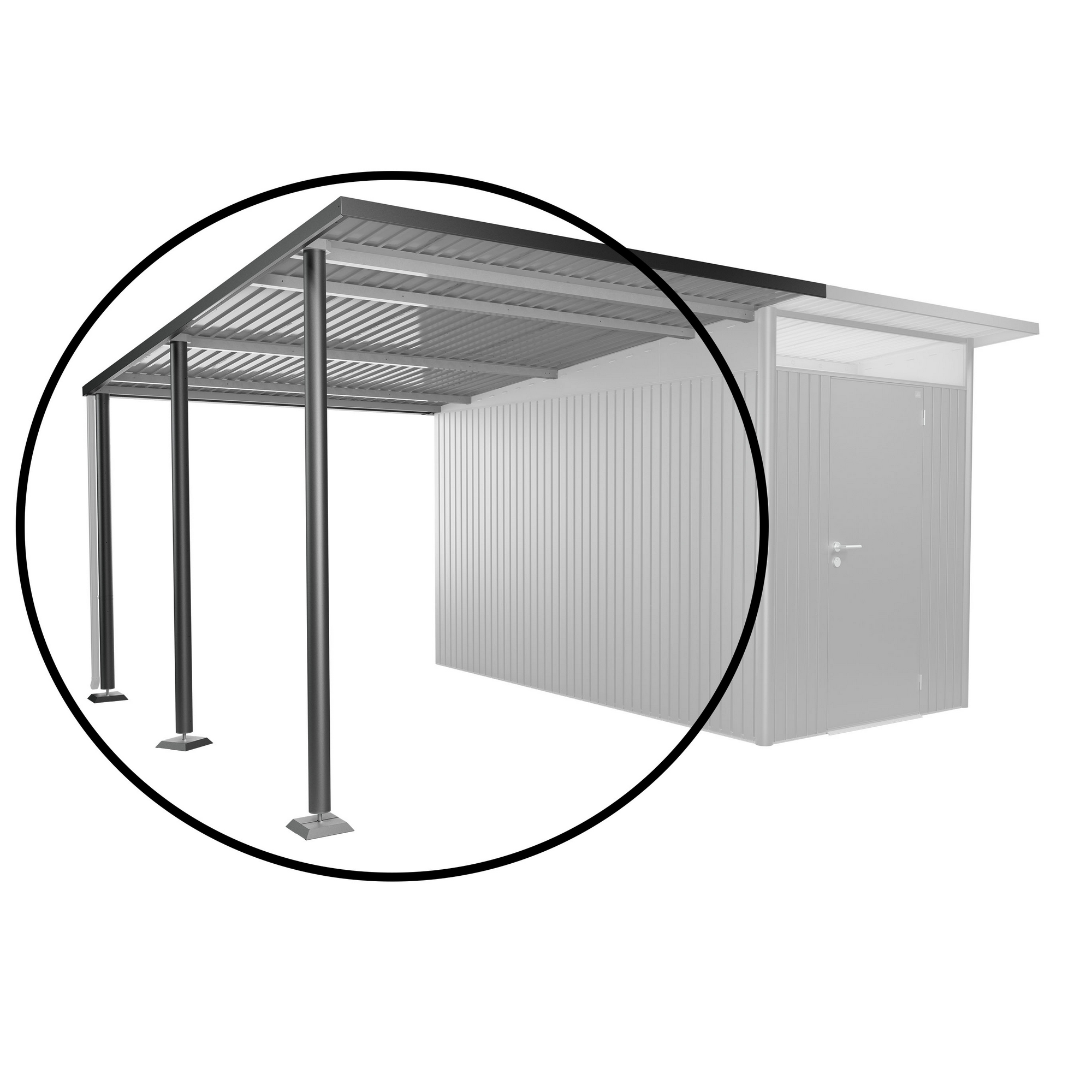 Seitendach Gr. L zu Gerätehaus AvantGarde A4,A8 dunkelgrau-metallic