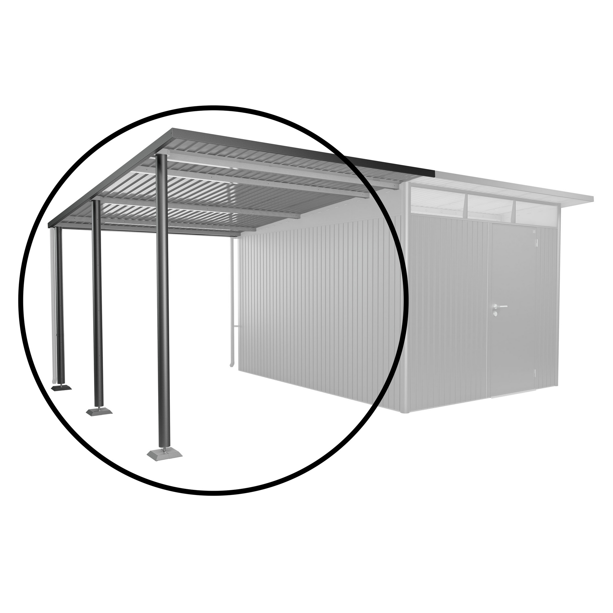 Seitendach Gr. L zu Gerätehaus AvantGarde A4,A8 dunkelgrau-metallic