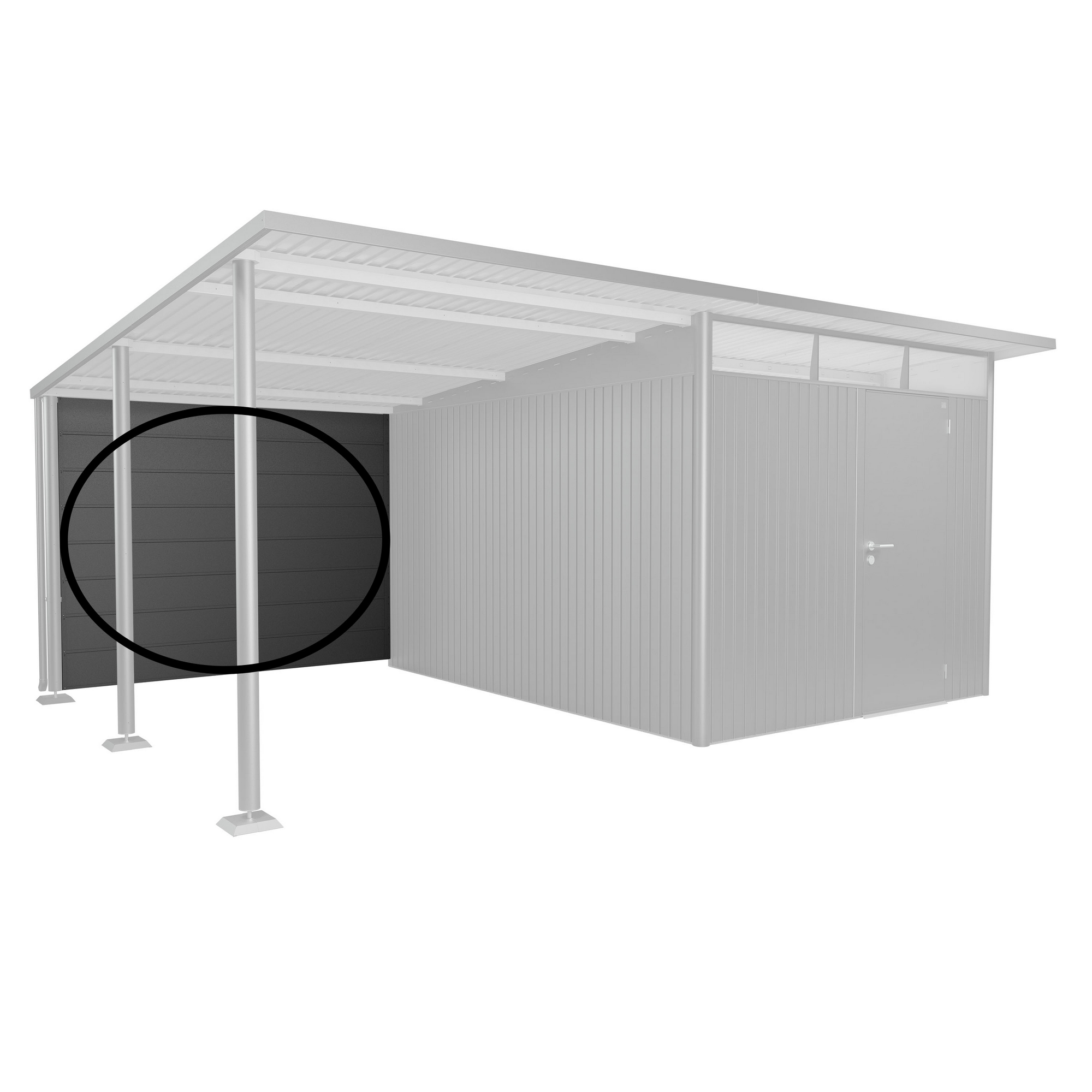 Rückwand Gr. L für Seitendach zu Gerätehaus AvantGarde dunkelgrau-metallic