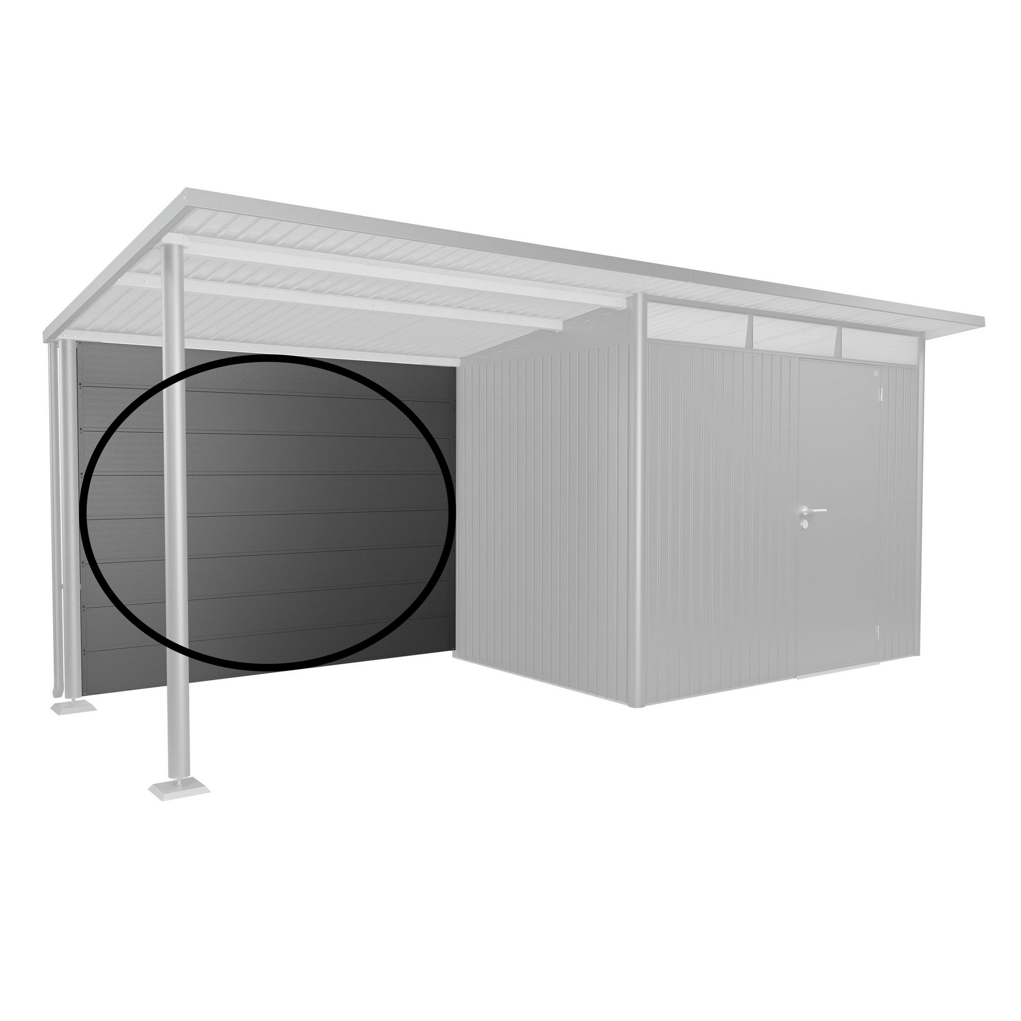 Rückwand Gr. L für Seitendach zu Gerätehaus AvantGarde dunkelgrau-metallic