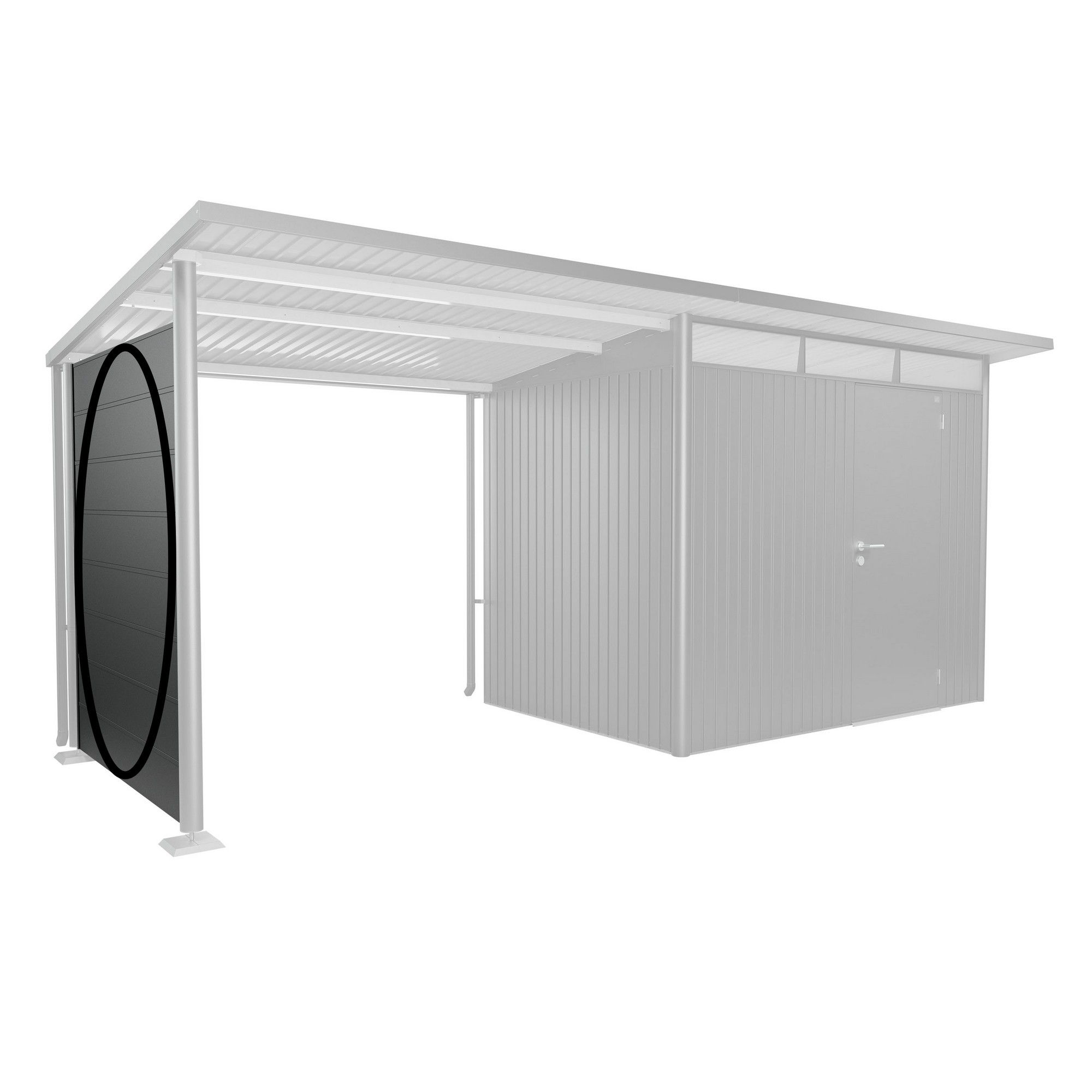 Seitenwand für Seitendach zu Gerätehaus AvantGarde A2,A6 dunkelgrau-metallic