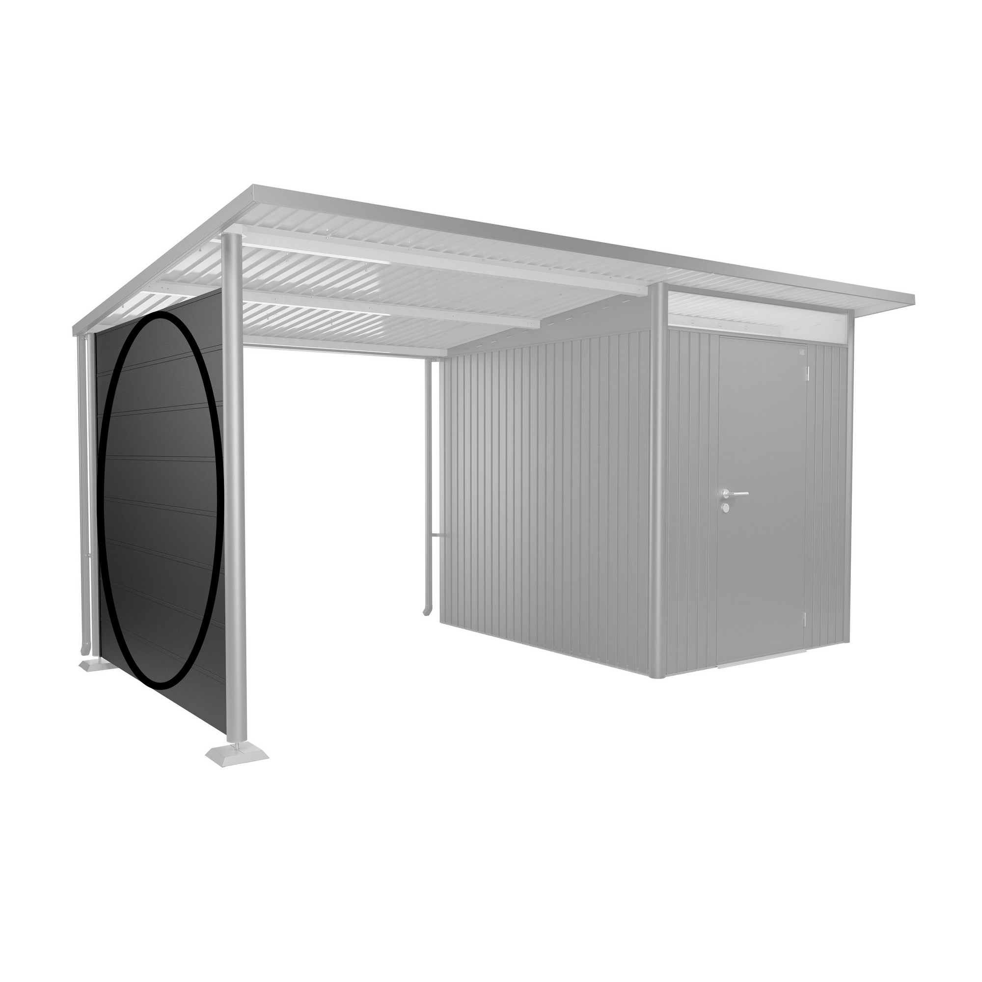 Seitenwand für Seitendach zu Gerätehaus AvantGarde A2,A6 dunkelgrau-metallic