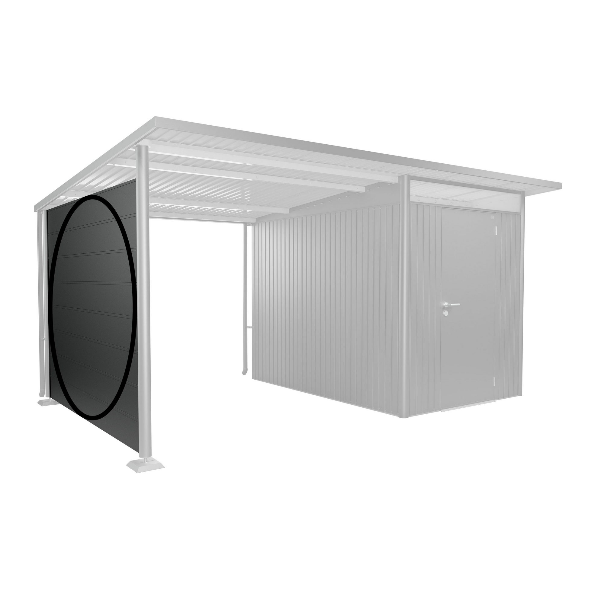 Seitenwand für Seitendach zu Gerätehaus AvantGarde A3,A7 dunkelgrau-metallic